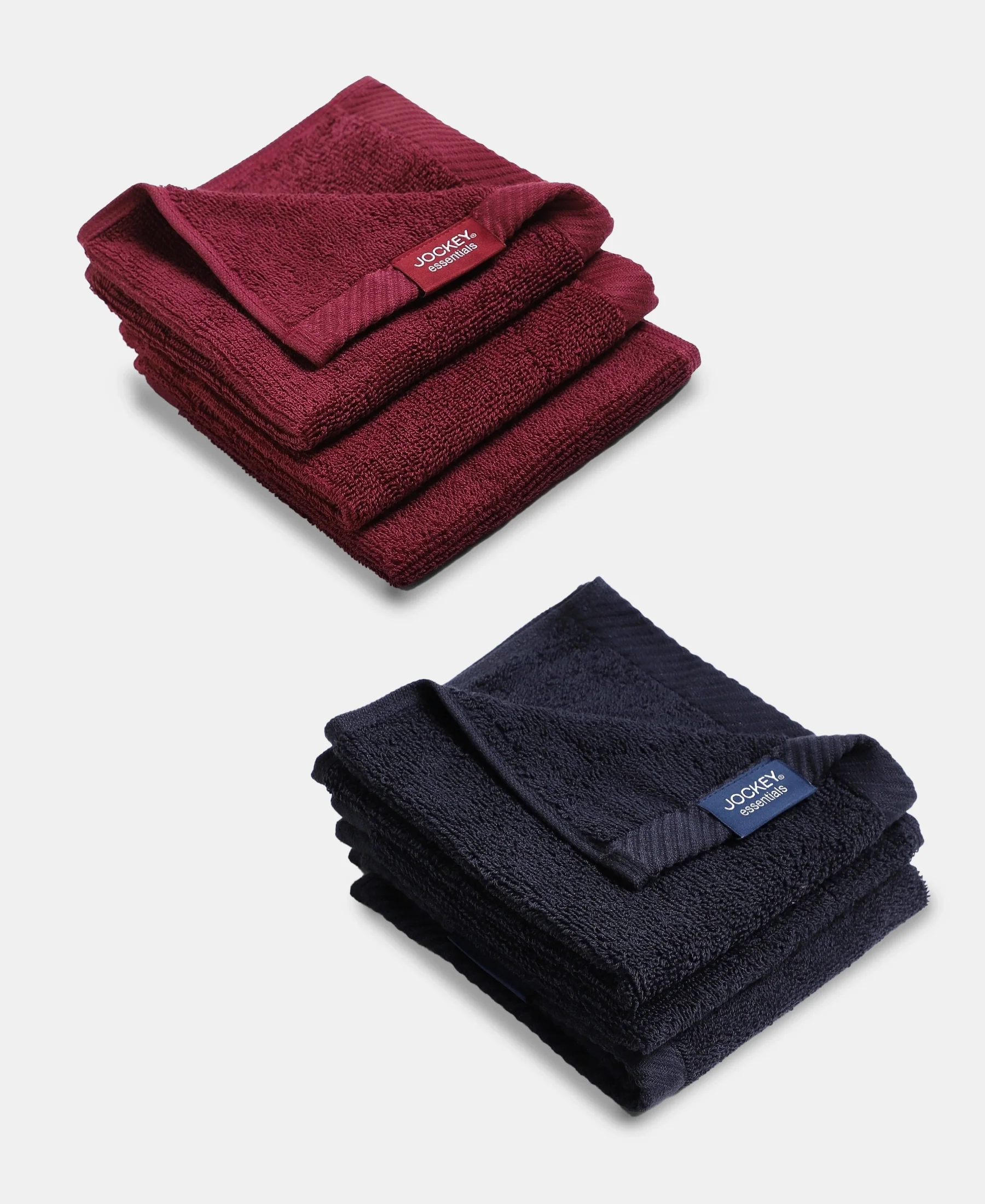 Pack of 6 Cotton Terry Ultrasoft and Durable Solid Face Towel - Navy & Burgundy - Image 5