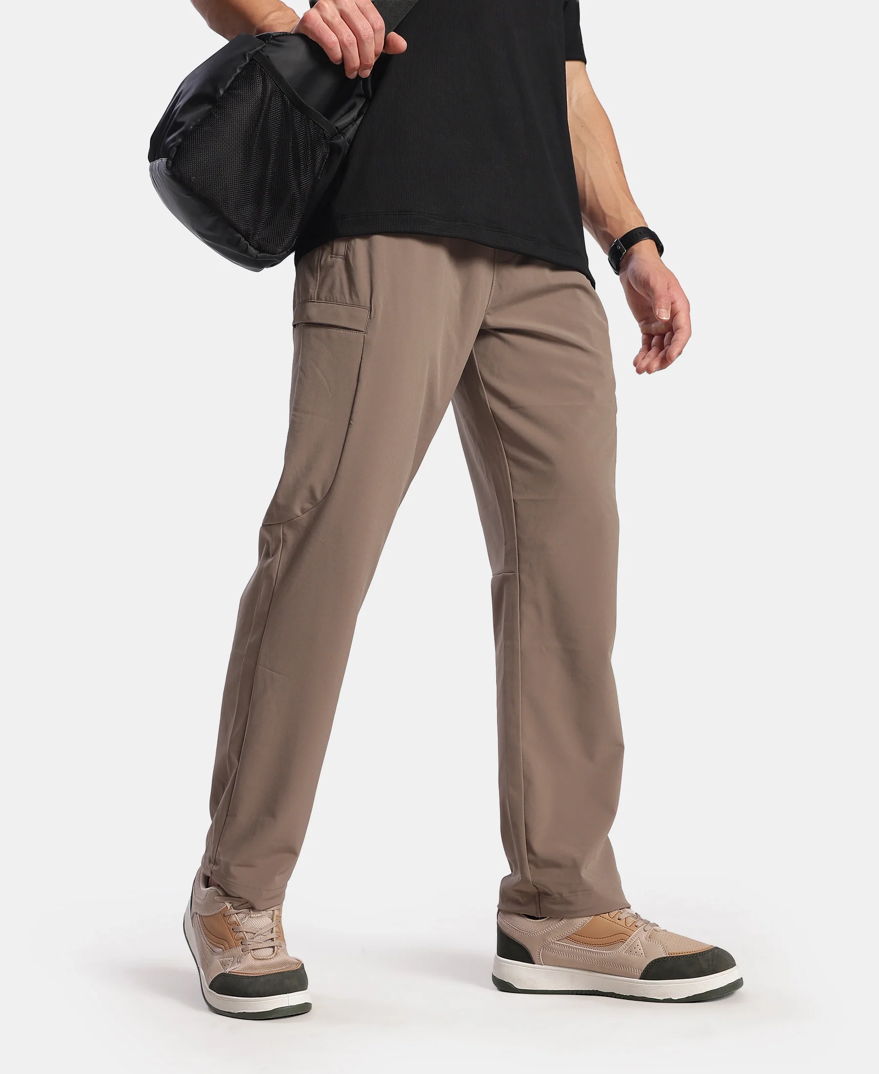 Recycled Microfiber Elastane Stretch Cargo Trackpant with StayFresh Treatment - Dark Khaki - Image 5