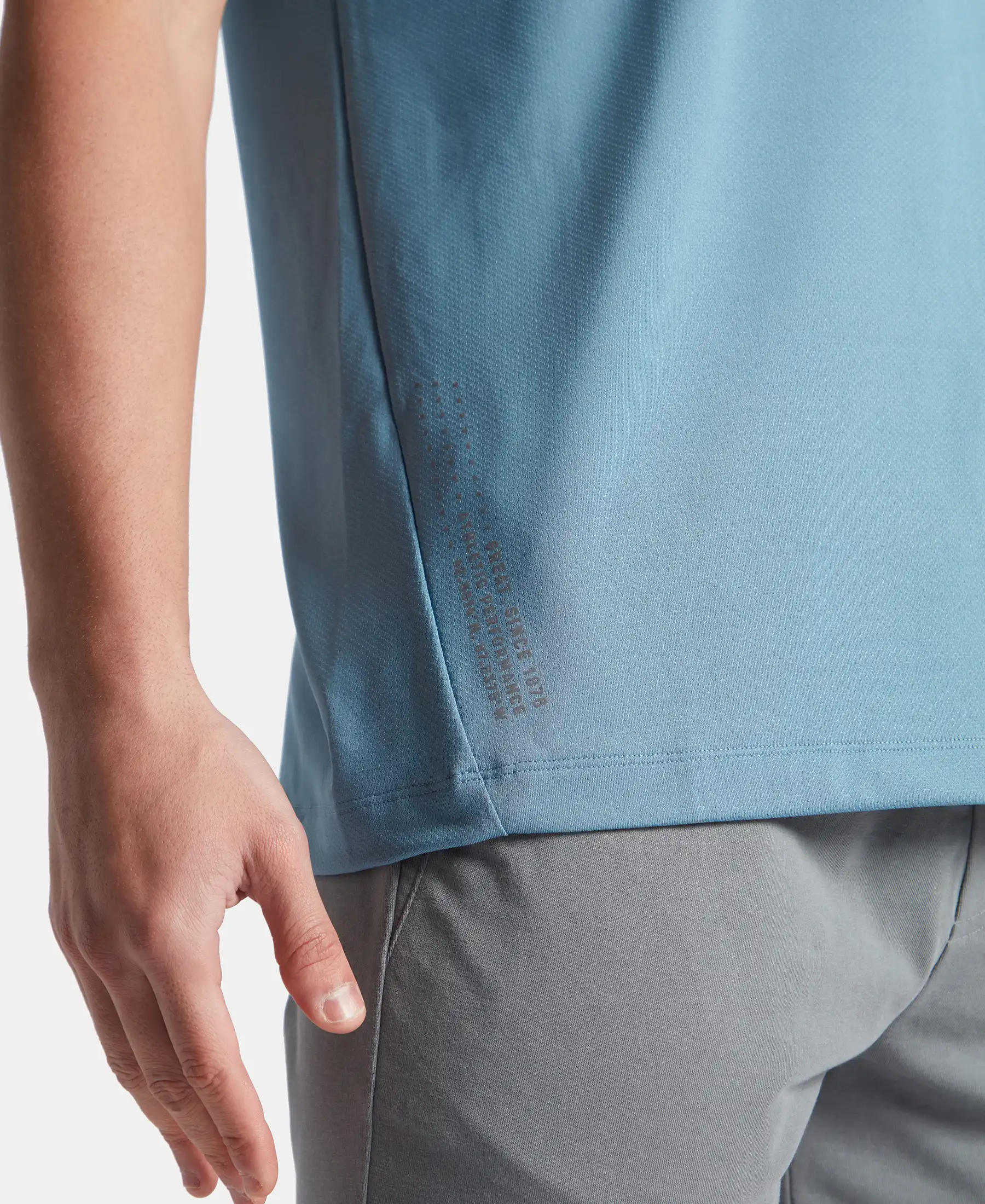 Recycled Microfiber Elastane Stretch Fabric Round Neck Half Sleeve Breathable Mesh T-Shirt - Provincial Blue - Image 10
