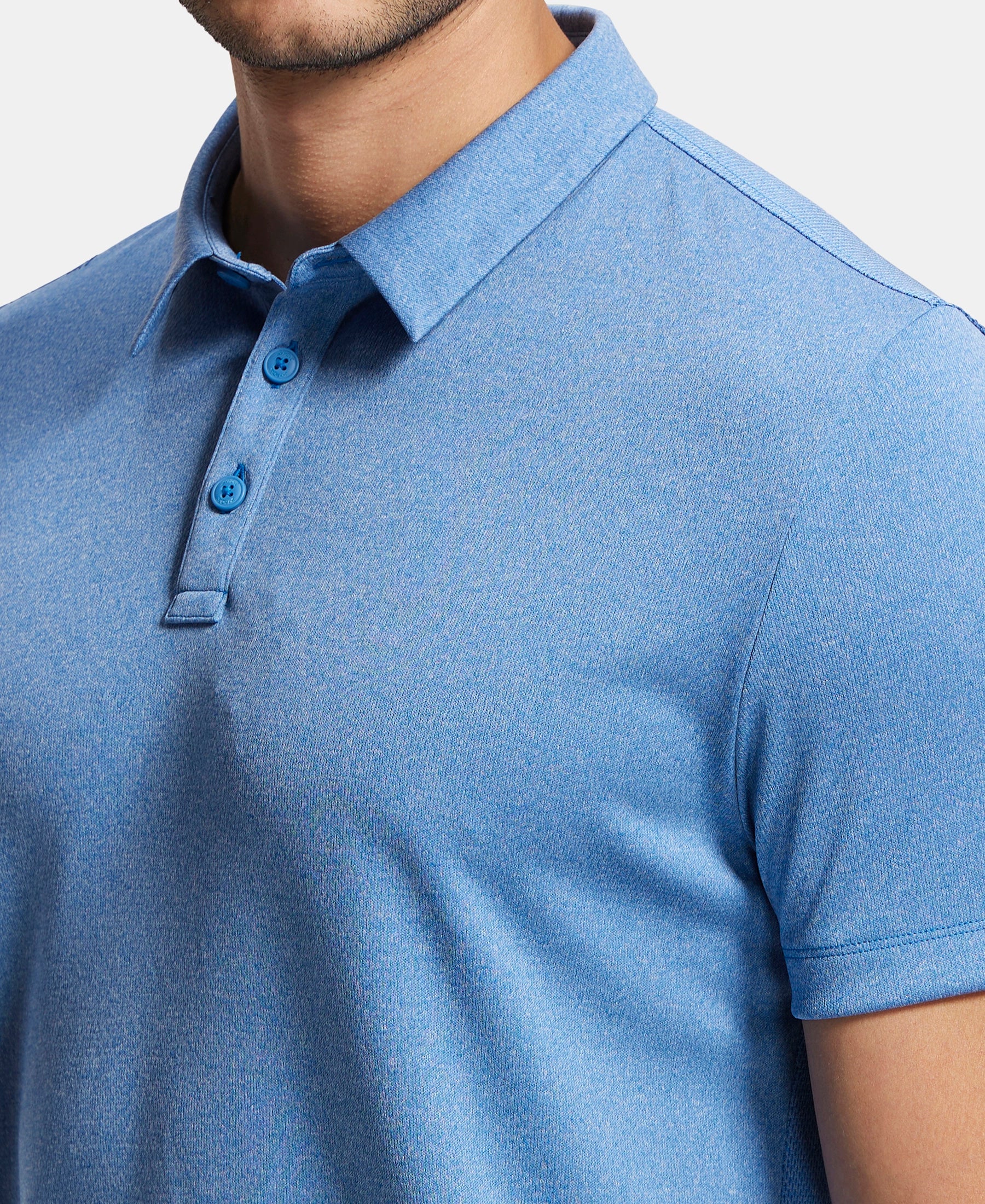 Recycled Microfiber Elastane Stretch Half Sleeve Polo T-Shirt with Breathable Mesh - Move Blue - Image 7