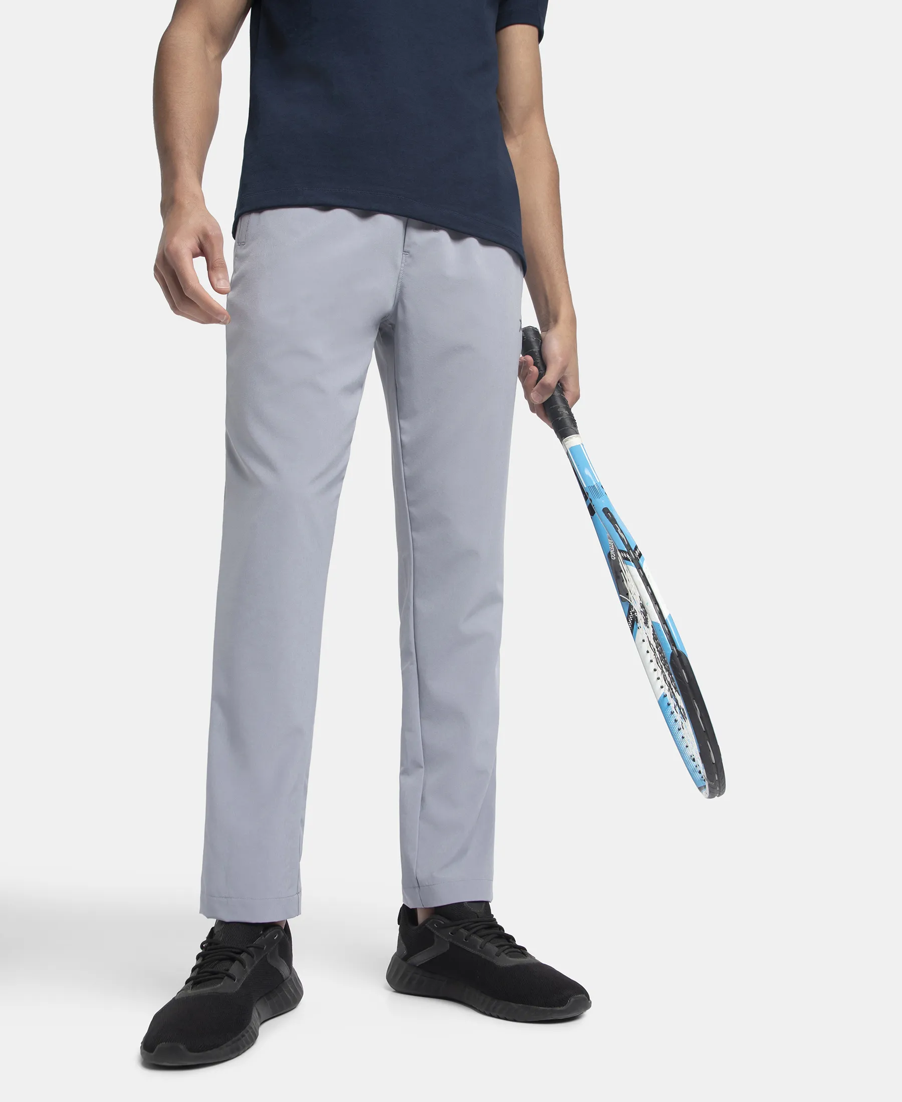 Recycled Microfiber Elastane Stretch Trackpant with Zipper Pockets and StayFresh Treatment - CP Grey - Image 5