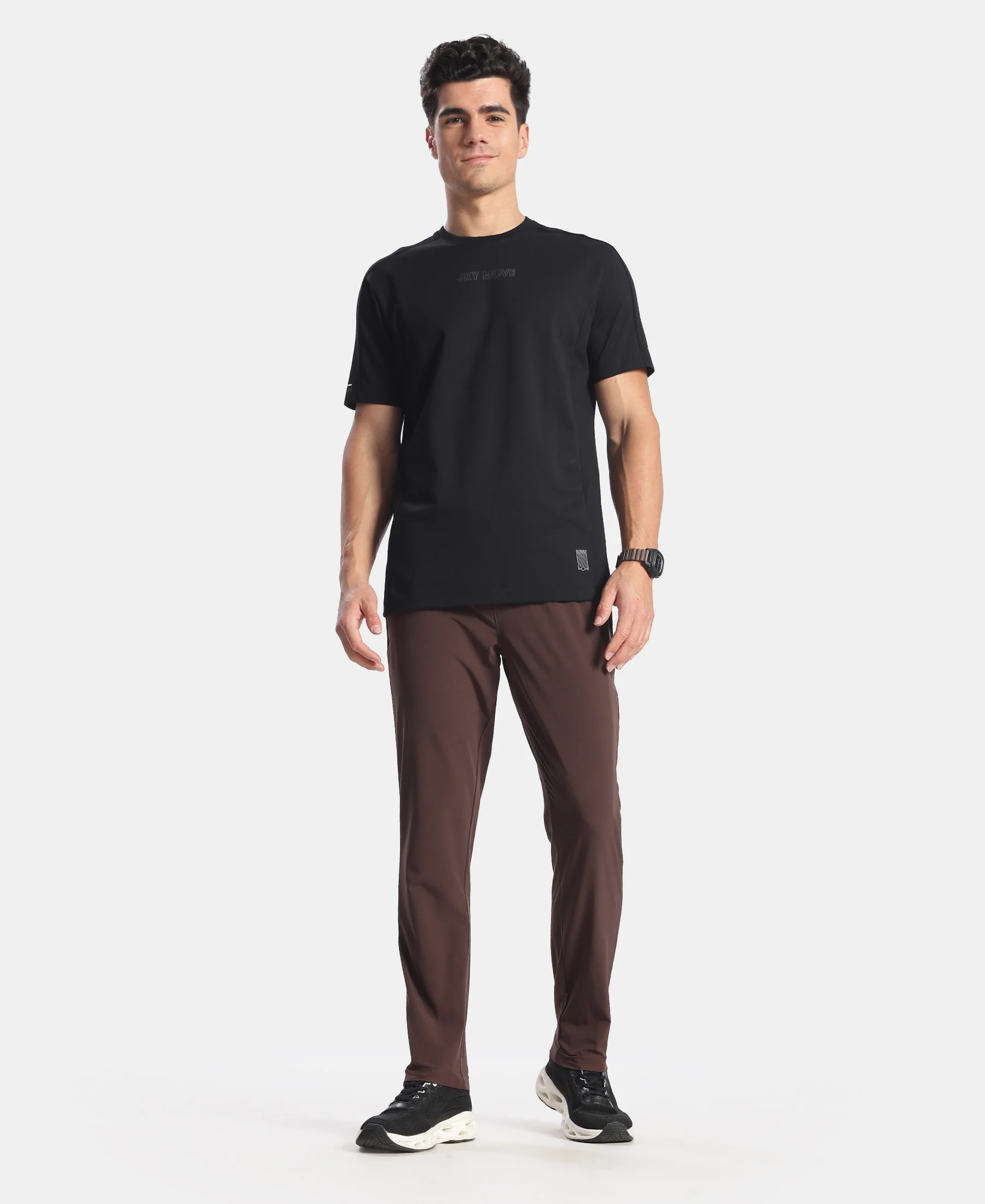 Recycled Microfiber Elastane Stretch Trackpant with Zipper Pockets and StayFresh Treatment - Java - Image 4