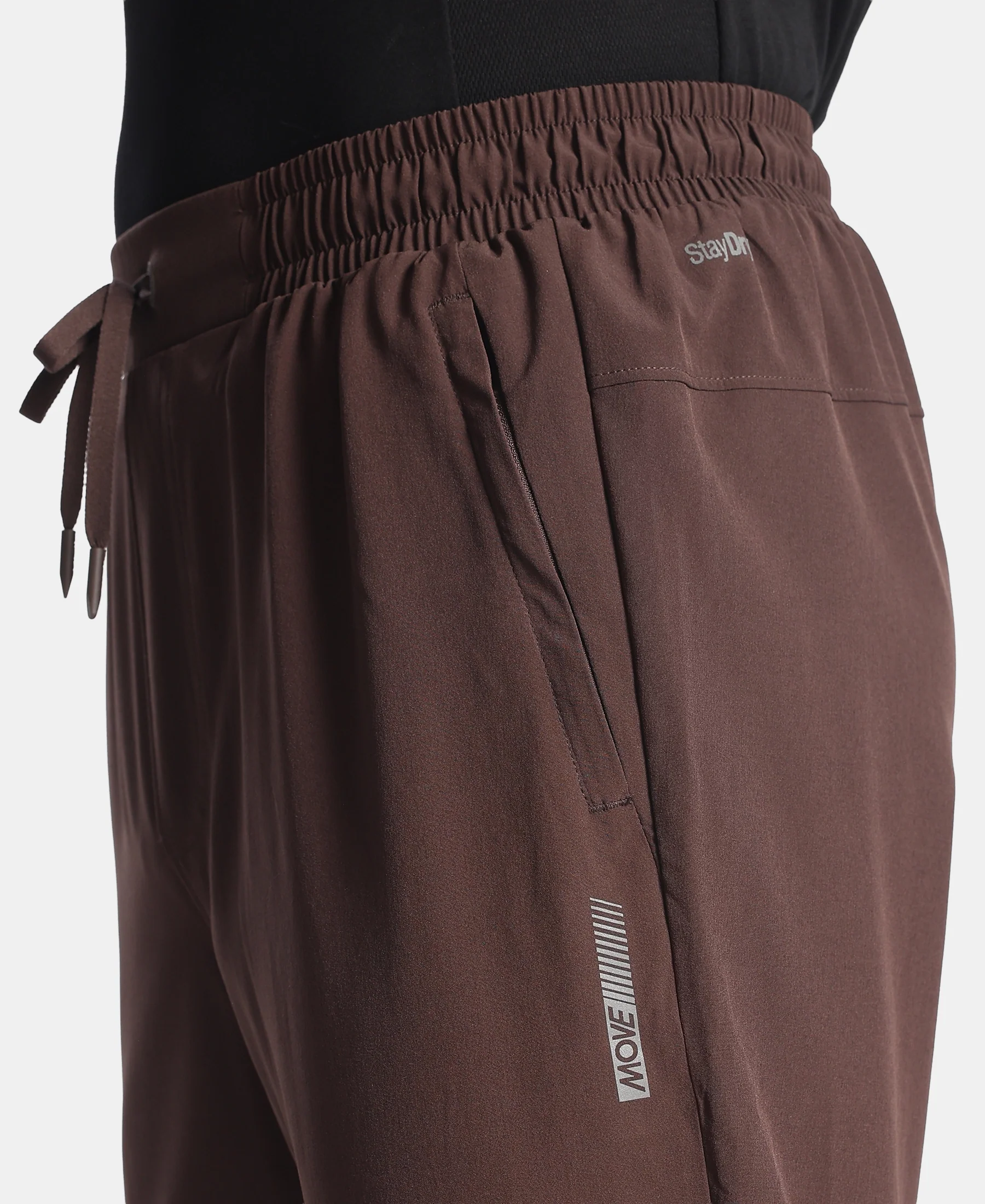 Recycled Microfiber Elastane Stretch Trackpant with Zipper Pockets and StayFresh Treatment - Java - Image 9