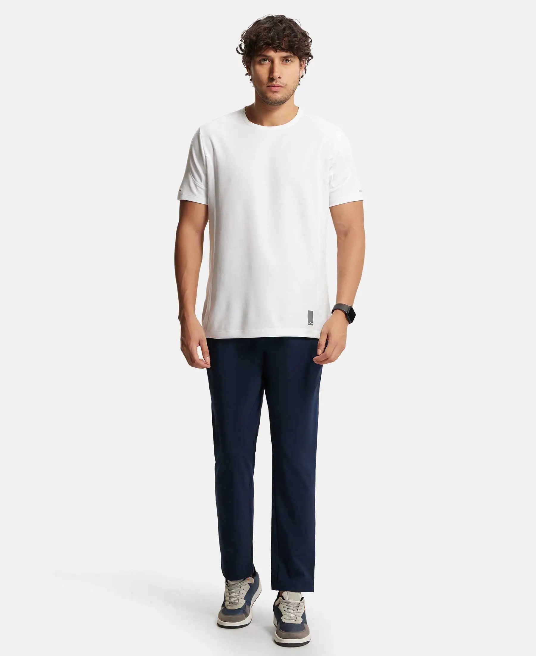 Recycled Microfiber Elastane Stretch Trackpant with Zipper Pockets and StayFresh Treatment - Navy - Image 4