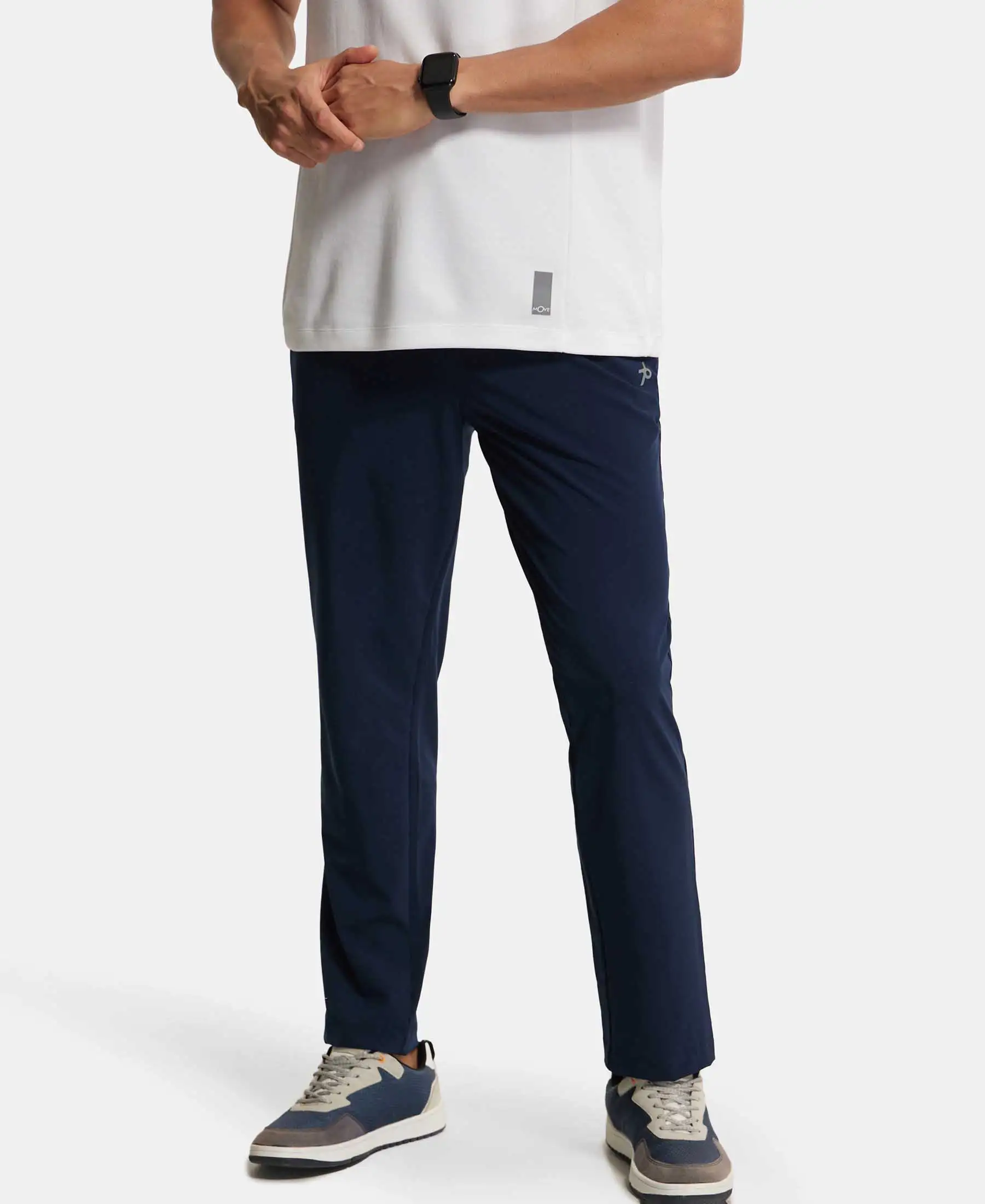 Recycled Microfiber Elastane Stretch Trackpant with Zipper Pockets and StayFresh Treatment - Navy - Image 5