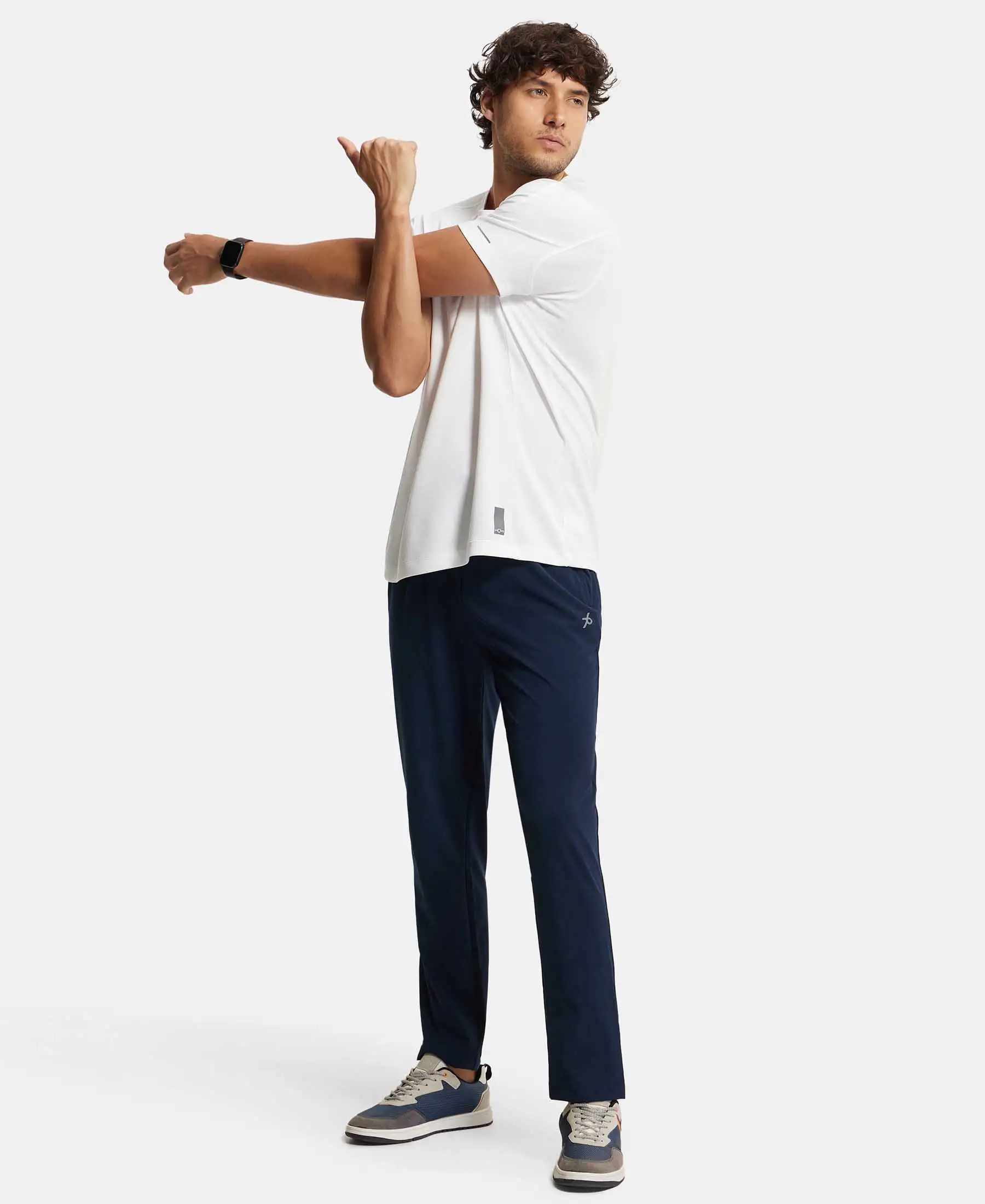 Recycled Microfiber Elastane Stretch Trackpant with Zipper Pockets and StayFresh Treatment - Navy - Image 6