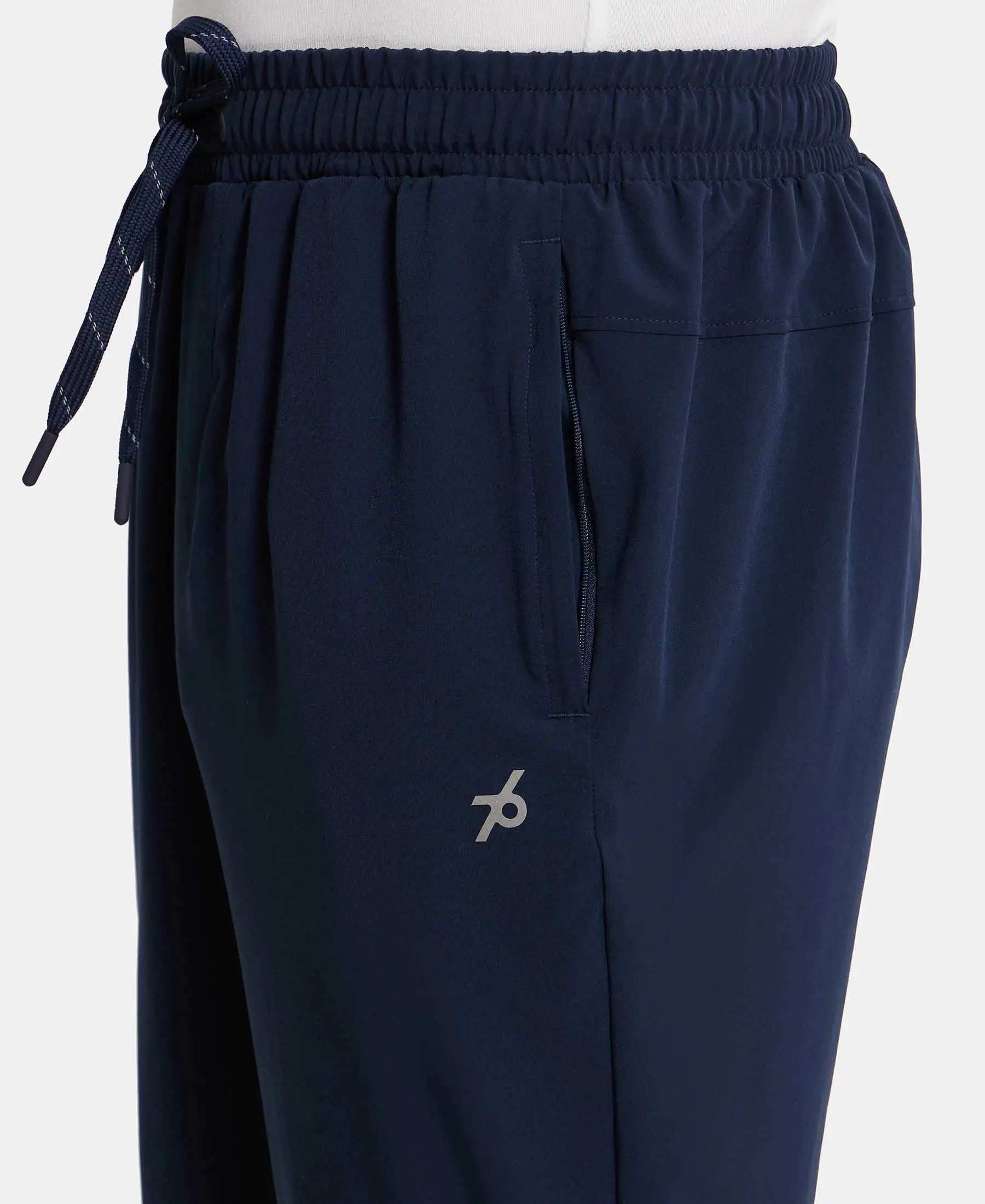 Recycled Microfiber Elastane Stretch Trackpant with Zipper Pockets and StayFresh Treatment - Navy - Image 7