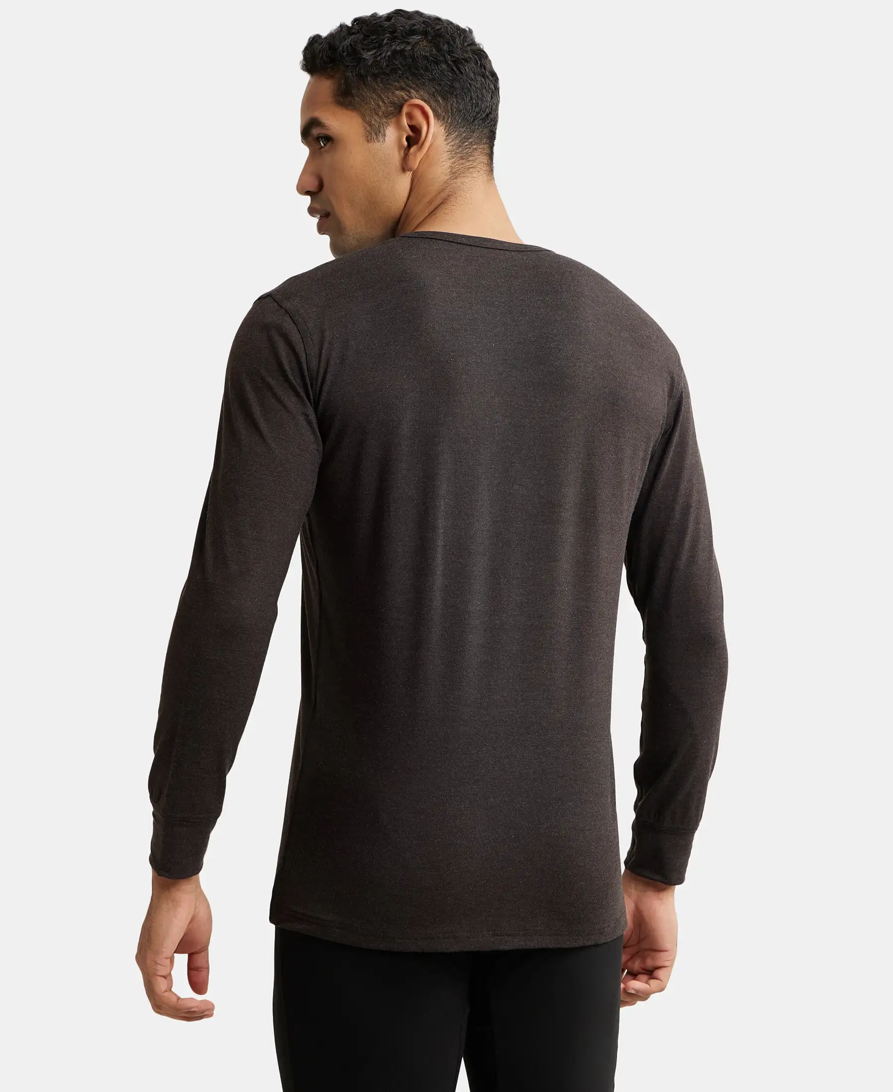 Warmth Soft Touch Microfiber Elastane Stretch Full Sleeve Thermal Undershirt with StayWarm Technology - Black - Image 3