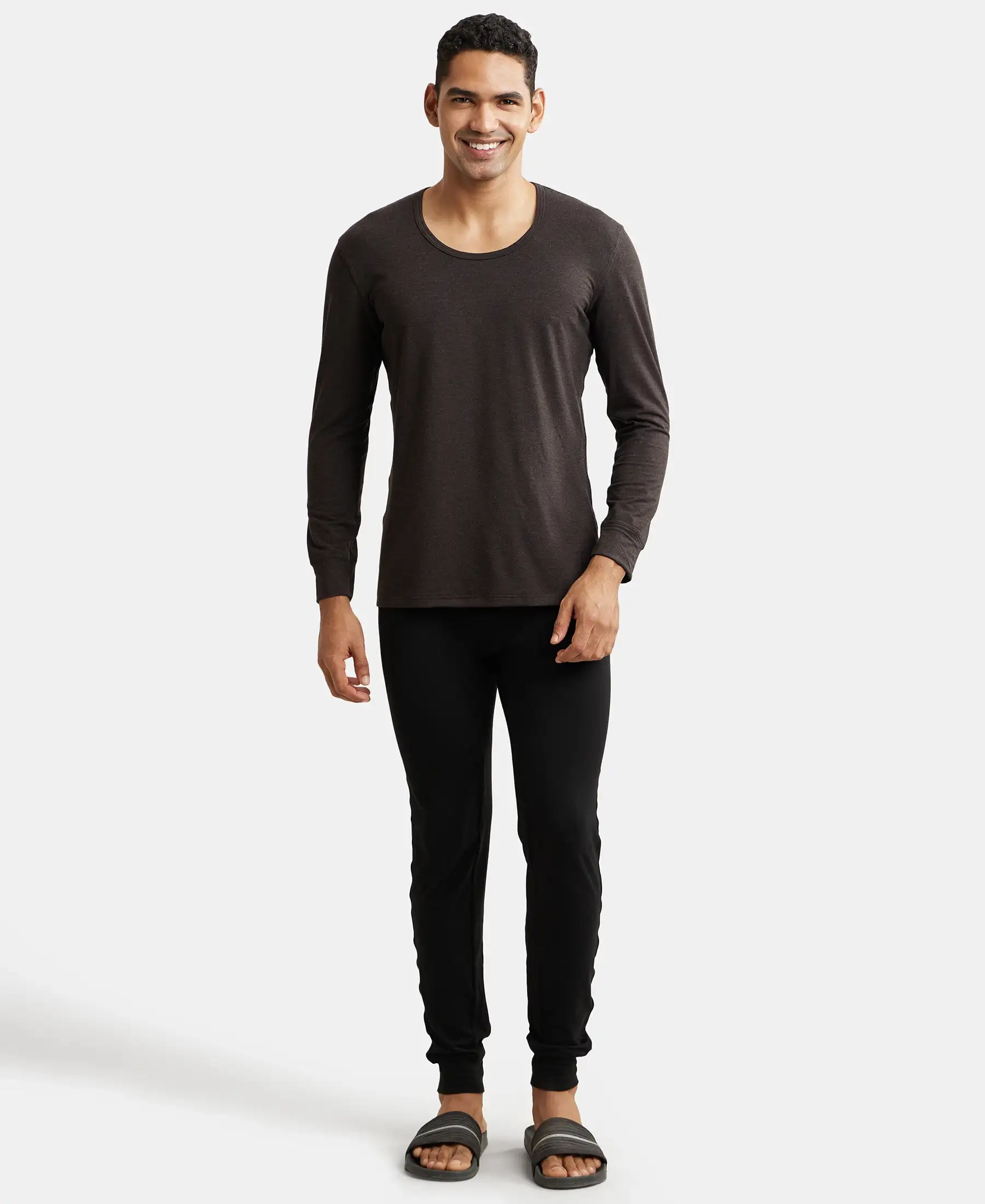Warmth Soft Touch Microfiber Elastane Stretch Full Sleeve Thermal Undershirt with StayWarm Technology - Black - Image 4