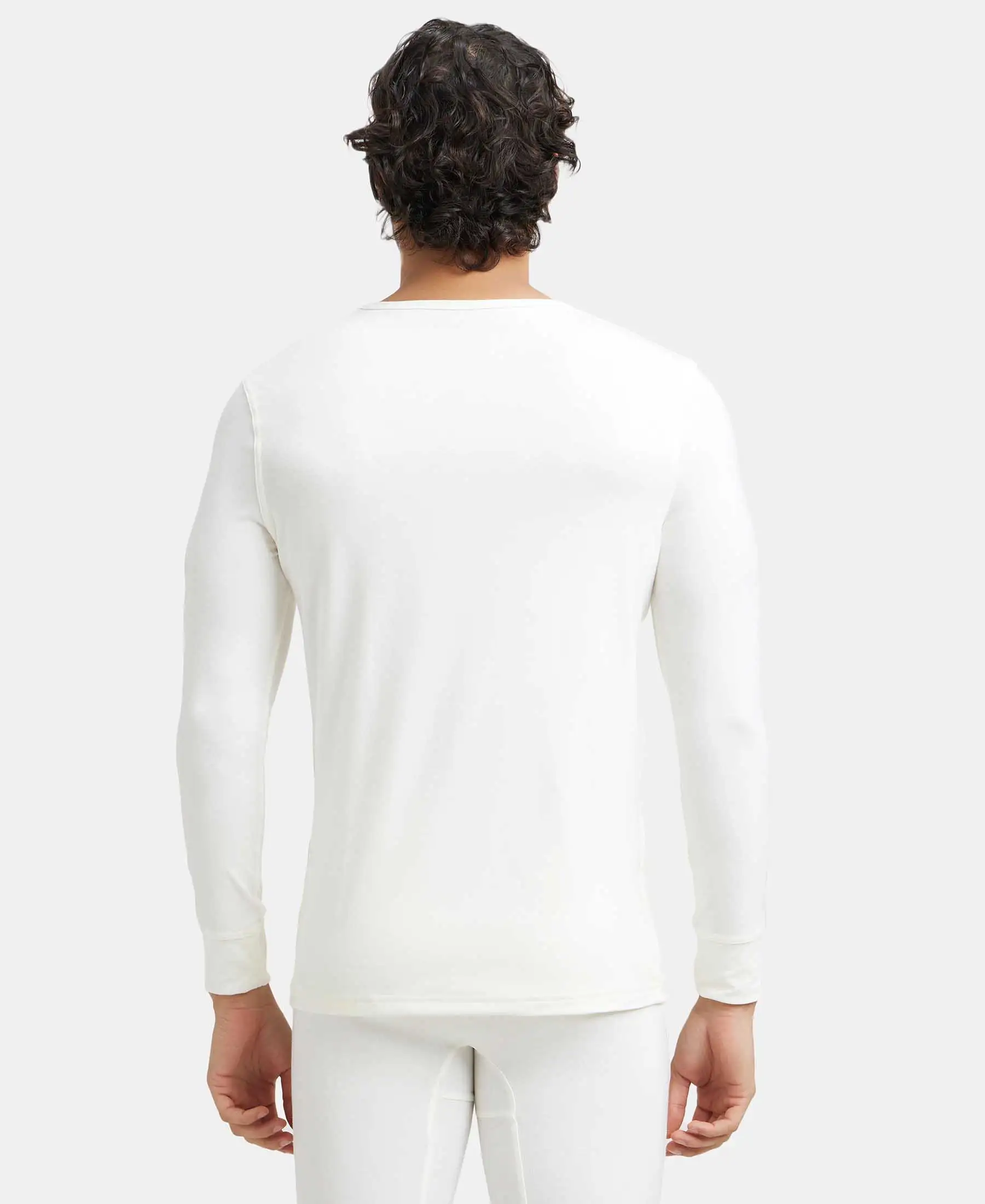 Warmth Soft Touch Microfiber Elastane Stretch Full Sleeve Thermal Undershirt with StayWarm Technology - Winter White - Image 3