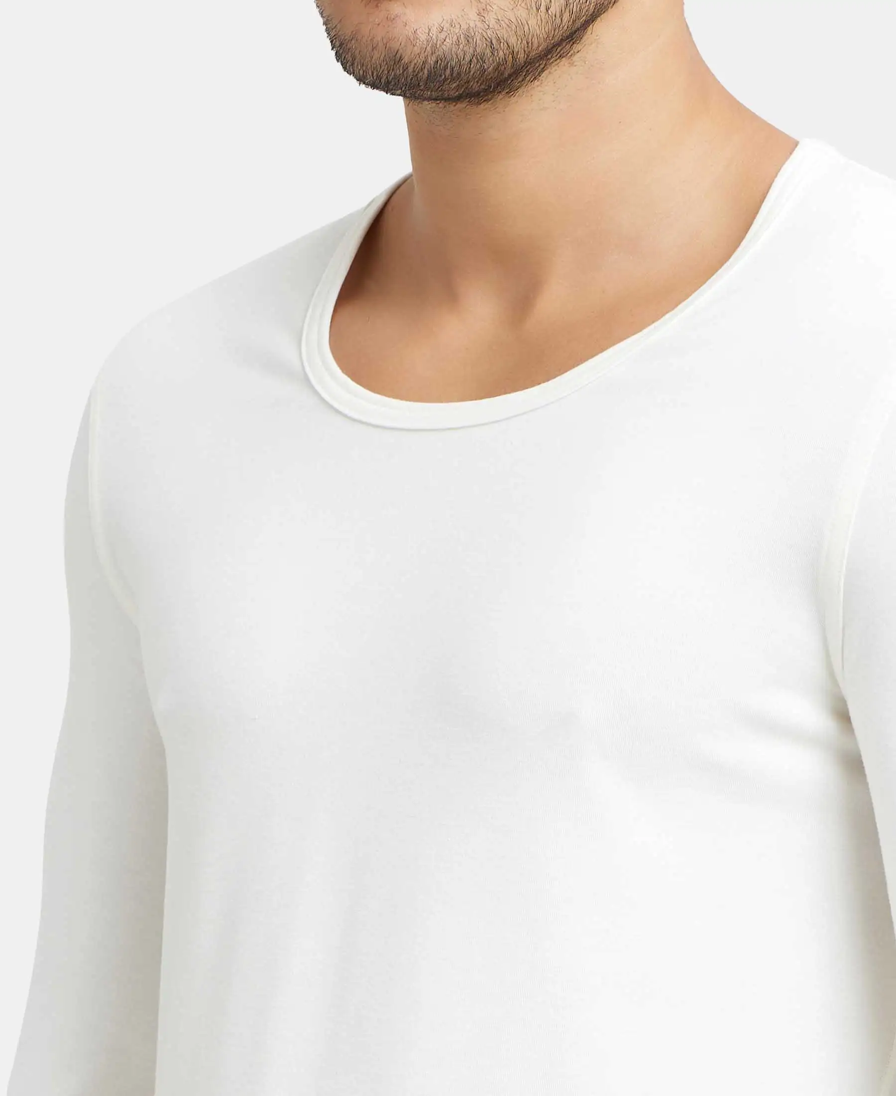 Warmth Soft Touch Microfiber Elastane Stretch Full Sleeve Thermal Undershirt with StayWarm Technology - Winter White - Image 7