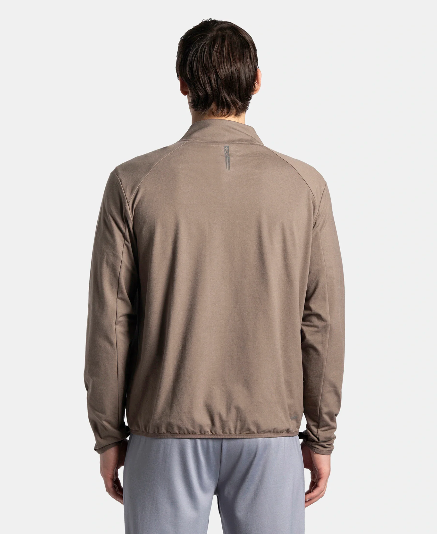 Soft Touch Microfiber Elastane Stretch Jacket with Thumbhole Styling - Dark Khaki - Image 3