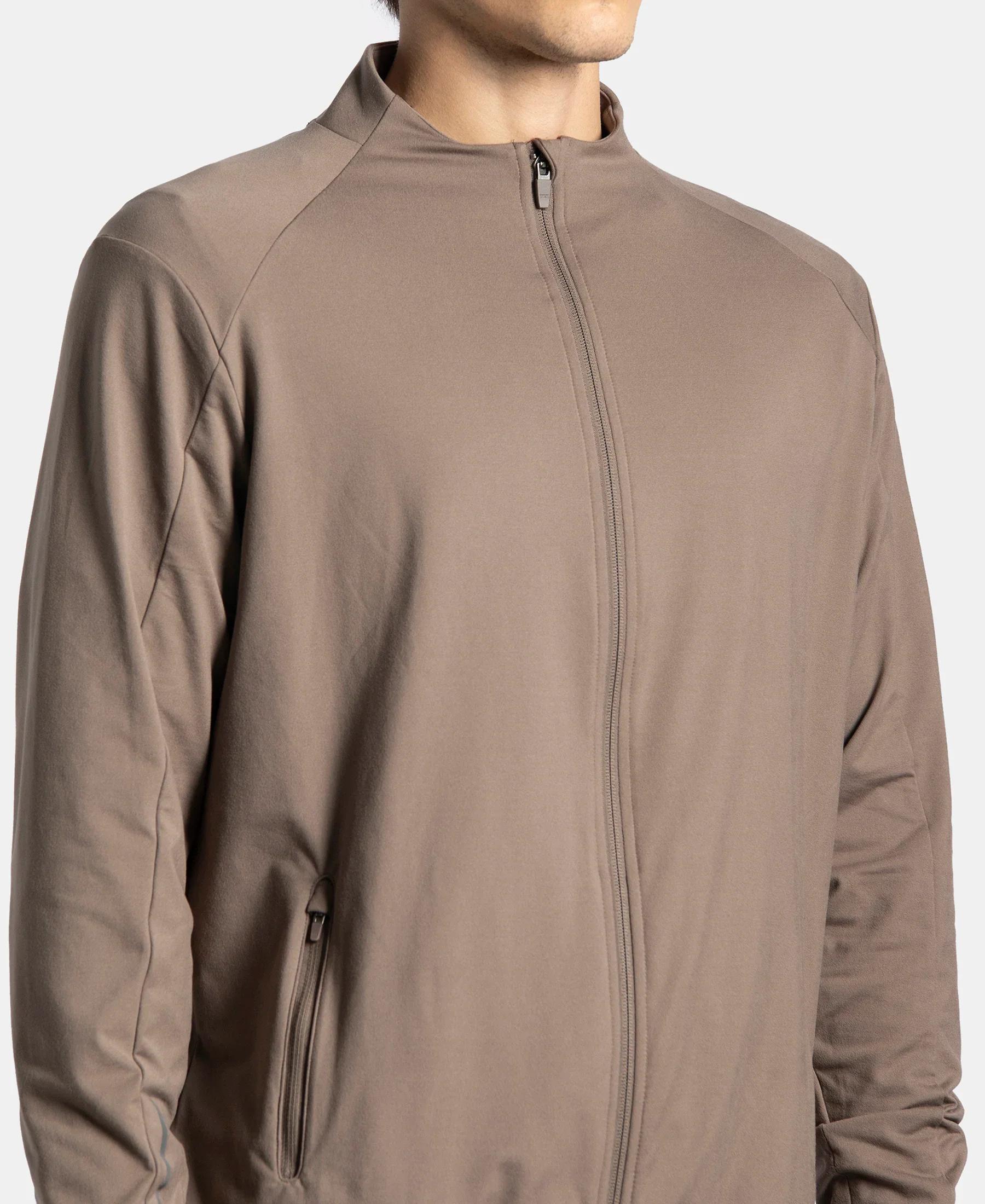 Soft Touch Microfiber Elastane Stretch Jacket with Thumbhole Styling - Dark Khaki - Image 7