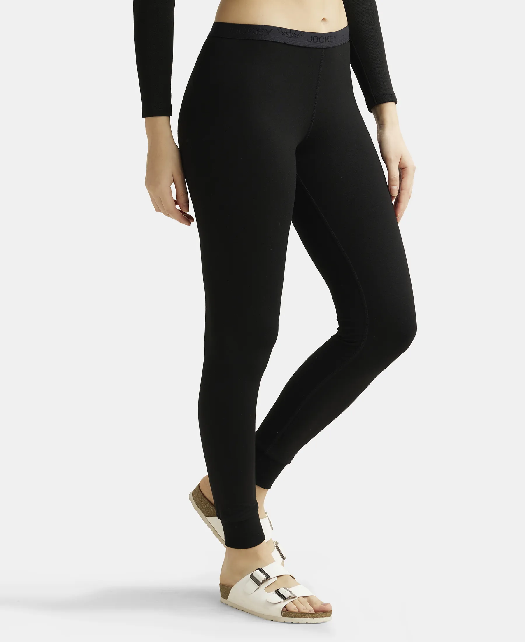 Warmth Soft Touch Microfiber Elastane Stretch Leggings with StayWarm Technology - Black - Image 2