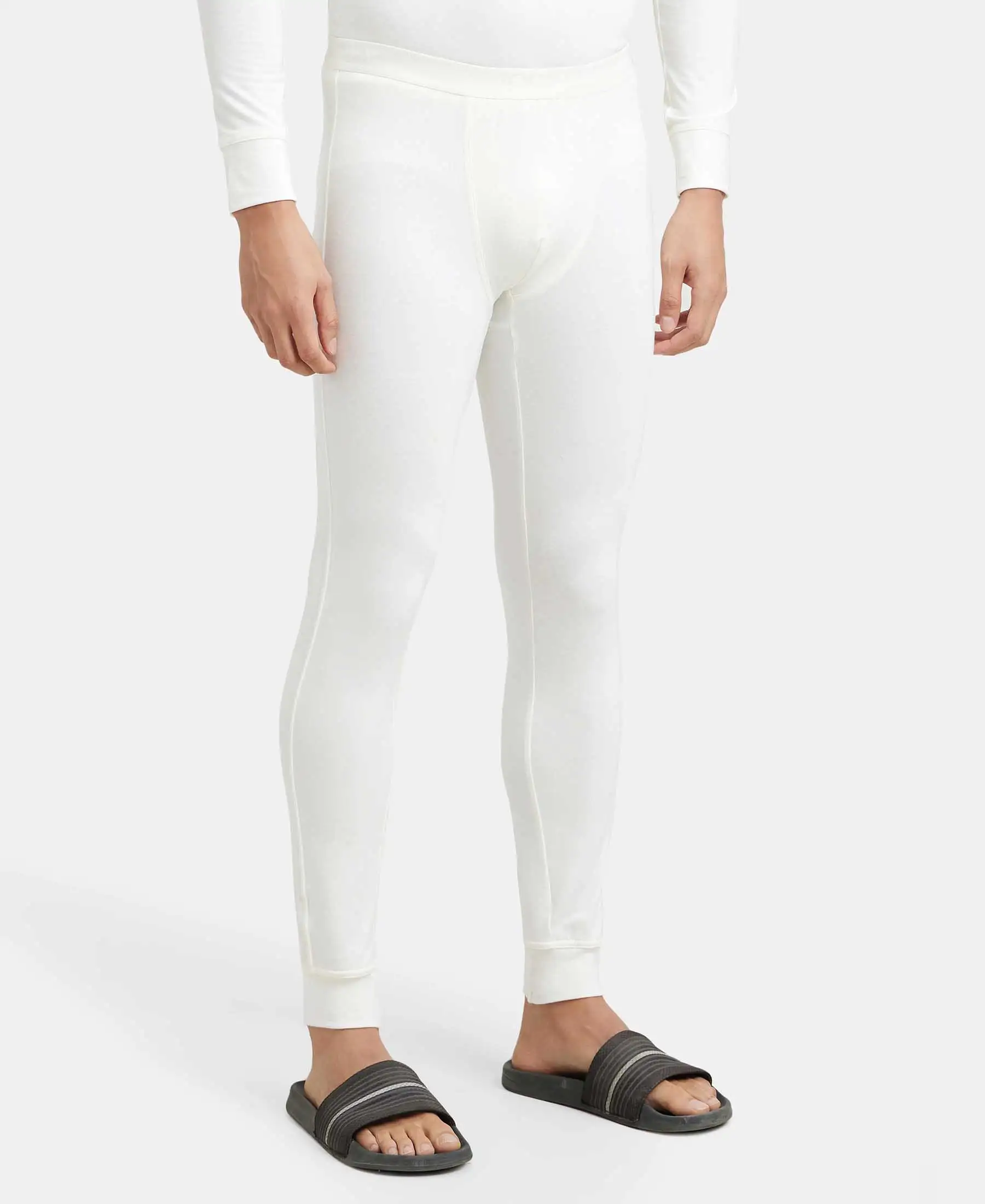 Warmth Soft Touch Microfiber Elastane Stretch Thermal Long Johns with StayWarm Technology - White - Image 2