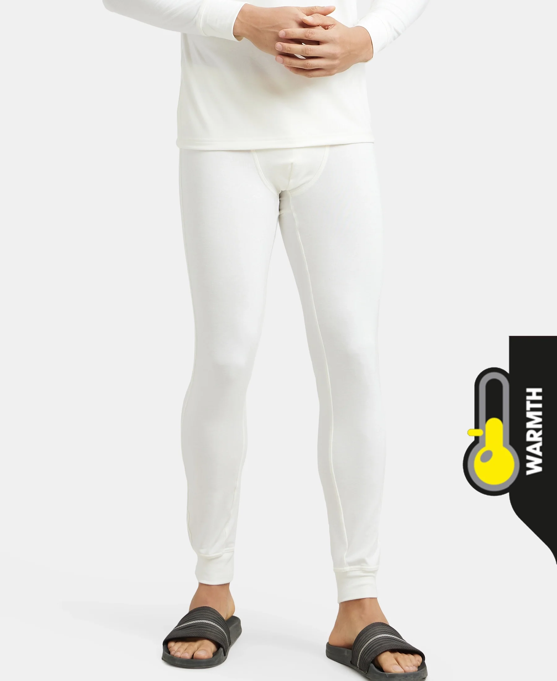 Warmth Soft Touch Microfiber Elastane Stretch Thermal Long Johns with StayWarm Technology - White - Image 5