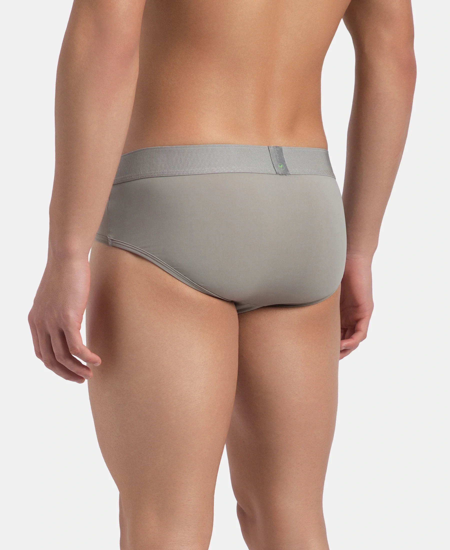 Soft Touch Recycled Microfiber Elastane Stretch Brief with Ultrasoft Waistband - Bright Light Grey - Image 3