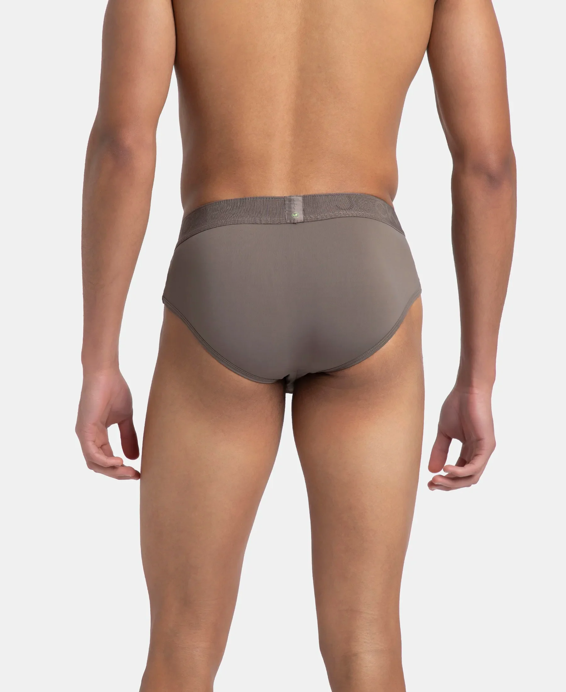 Soft Touch Recycled Microfiber Elastane Stretch Brief with Ultrasoft Waistband - Dark Khaki - Image 3