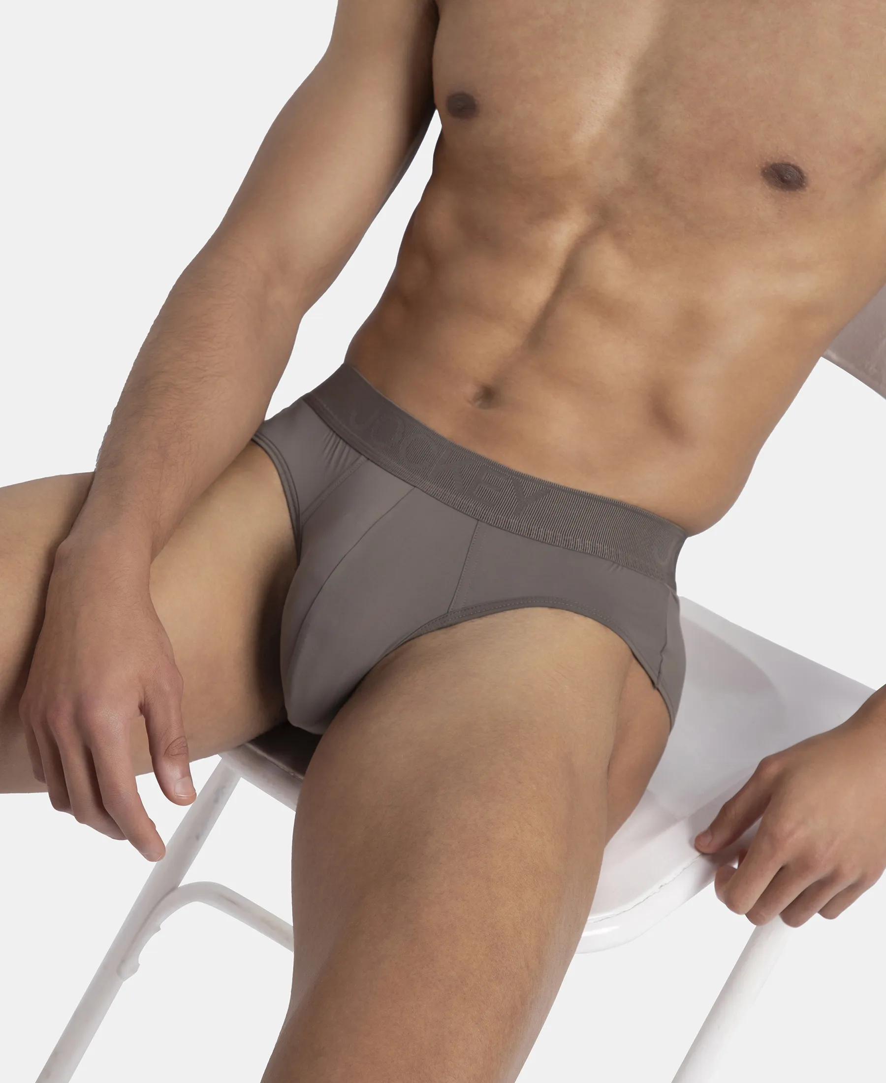 Soft Touch Recycled Microfiber Elastane Stretch Brief with Ultrasoft Waistband - Dark Khaki - Image 5