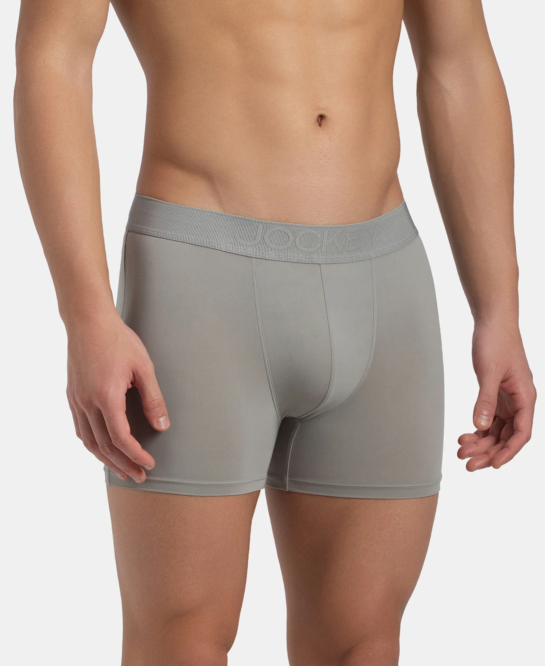 Soft Touch Recycled Microfiber Elastane Stretch Trunk with Ultrasoft Waistband - Bright Light Grey - Image 2