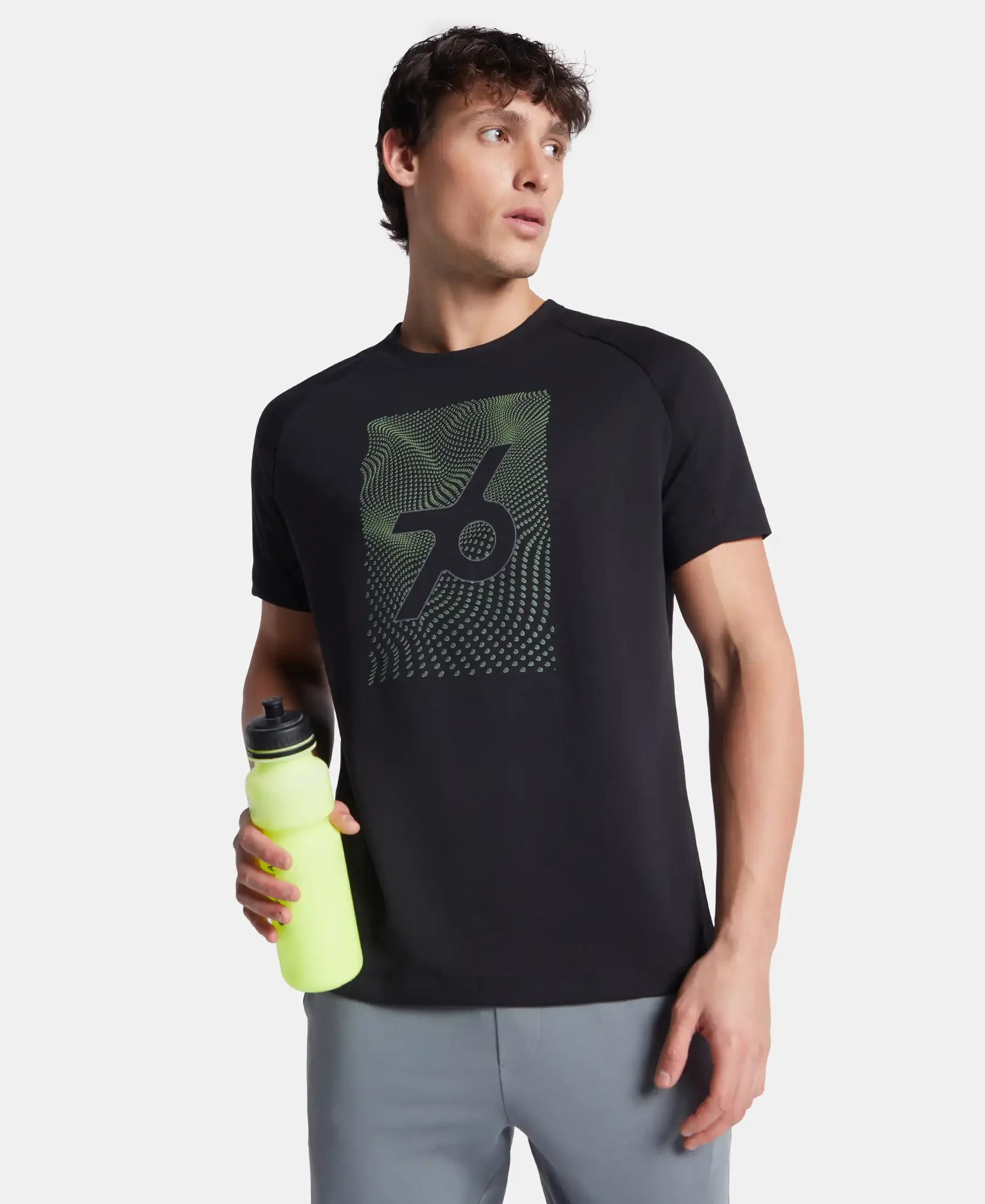 Super Combed Cotton Blend Graphic Printed Round Neck Half Sleeve T-Shirt with Stay Fresh Treatment - Black New - Image 5