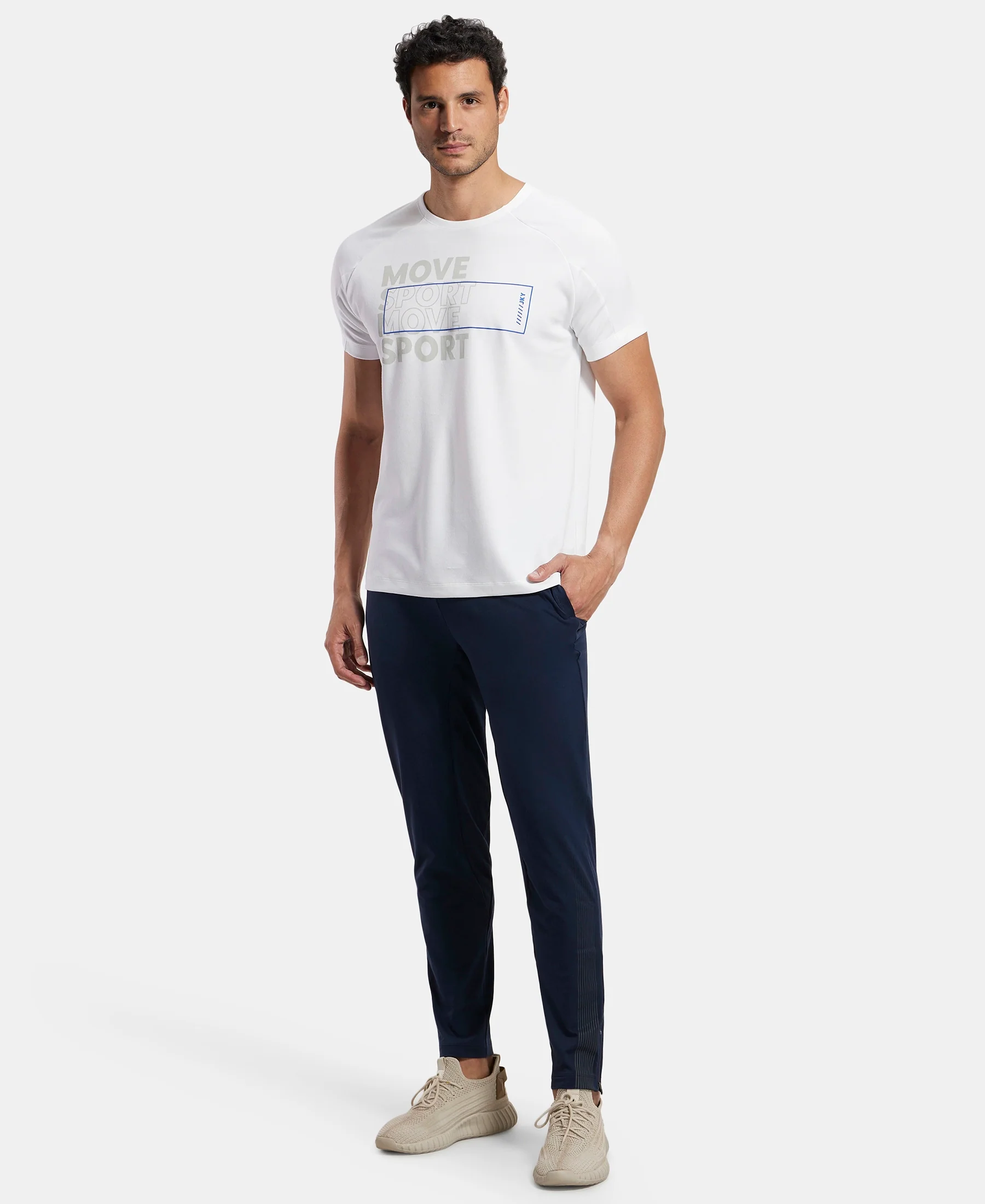 Super Combed Cotton Blend Graphic Printed Round Neck Half Sleeve T-Shirt with Stay Fresh Treatment - White Printed - Image 4