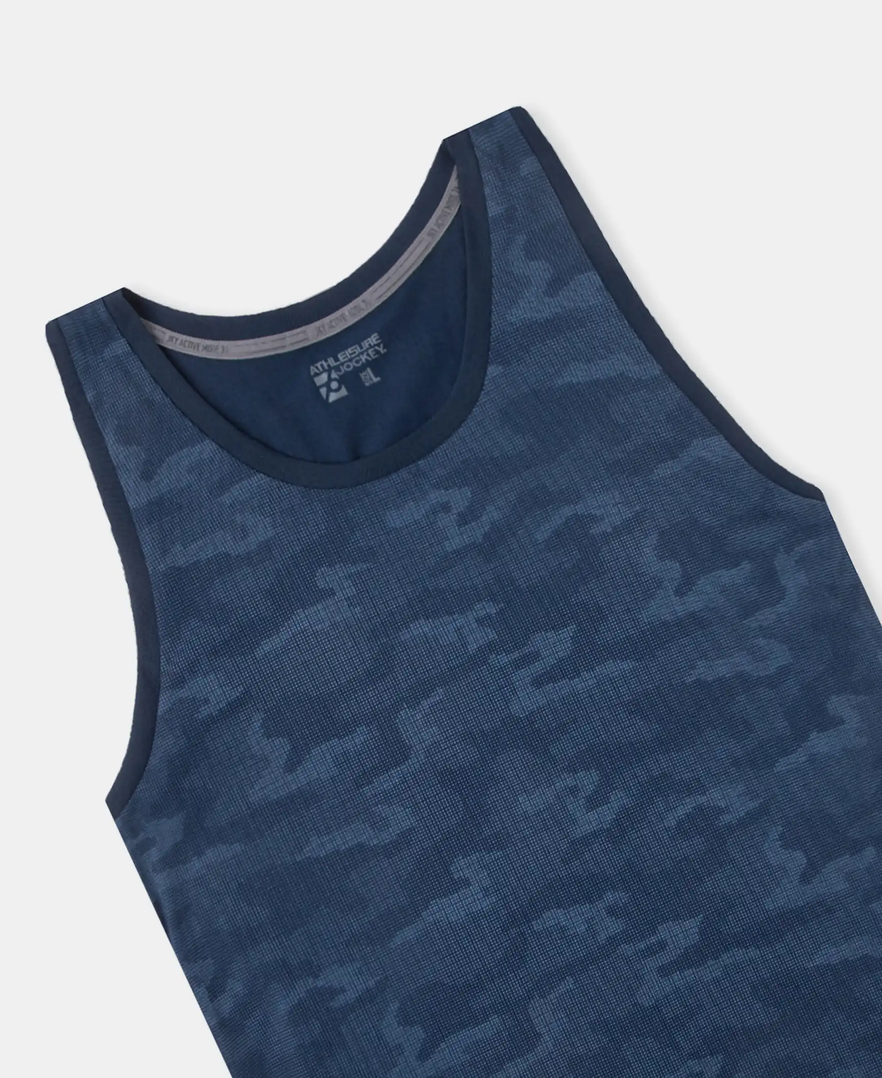Super Combed Cotton Blend Printed Tank Top - Navy - Image 9