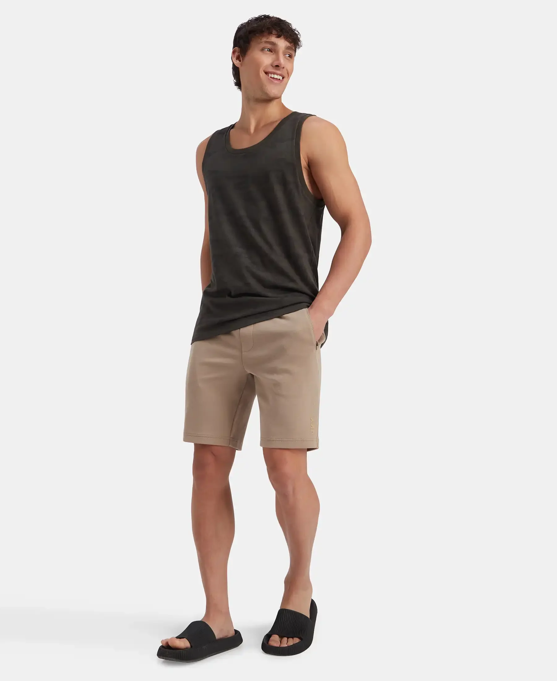 Super Combed Cotton Blend Printed Tank Top - Olive - Image 6