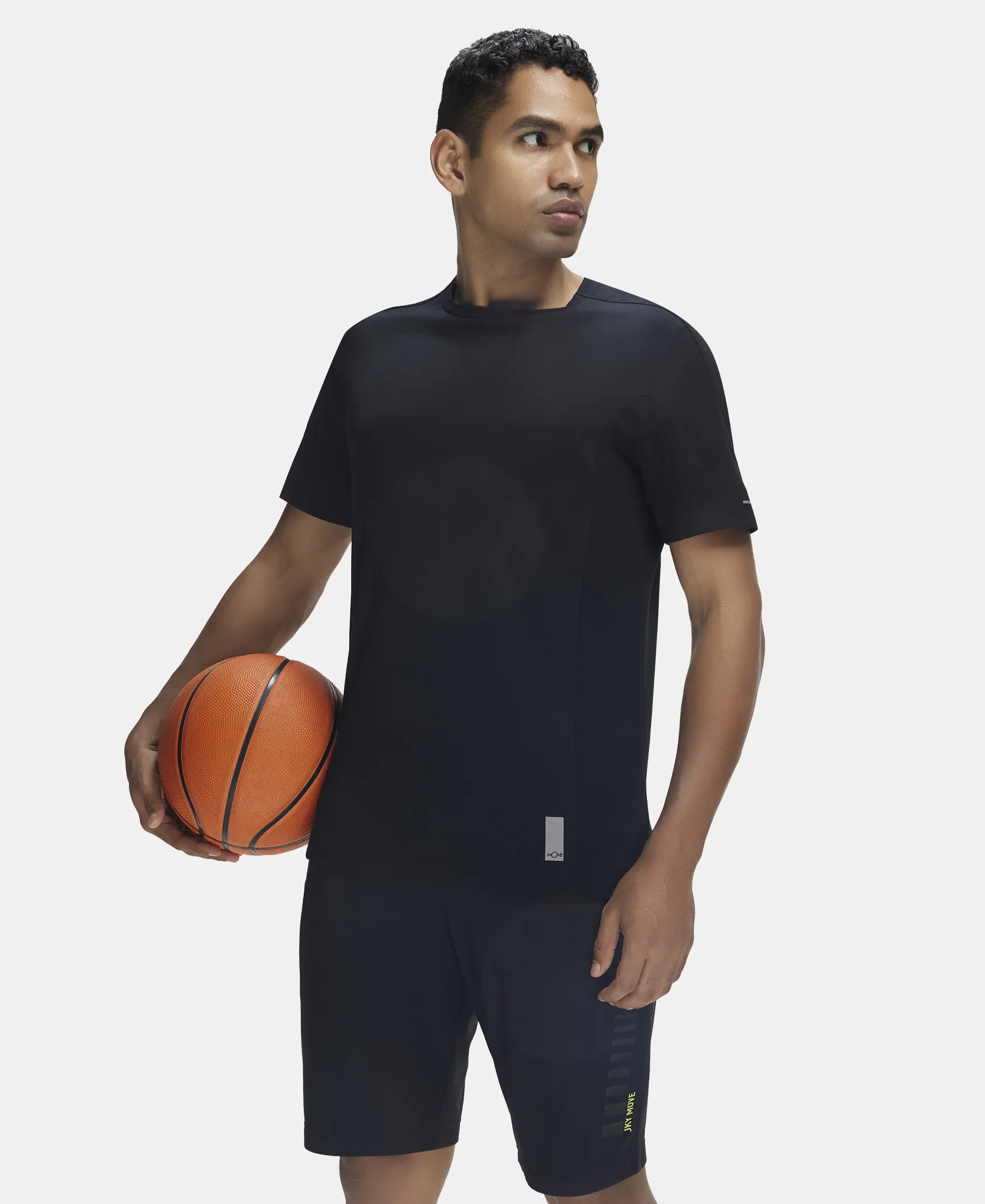 Super Combed Cotton Blend Solid Round Neck Half Sleeve T-Shirt with Breathable Mesh - Black - Image 5