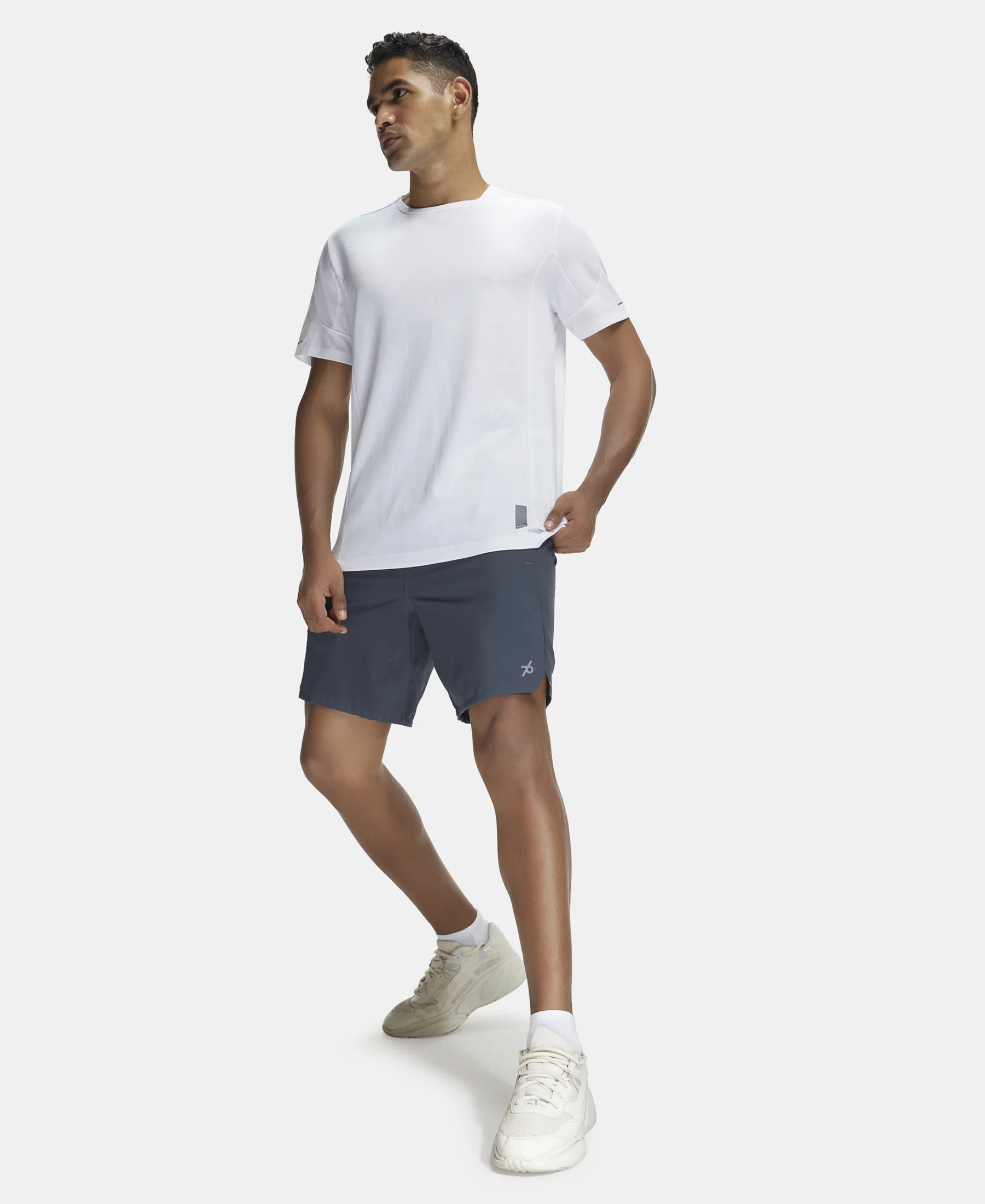 Super Combed Cotton Blend Solid Round Neck Half Sleeve T-Shirt with Breathable Mesh - White - Image 6