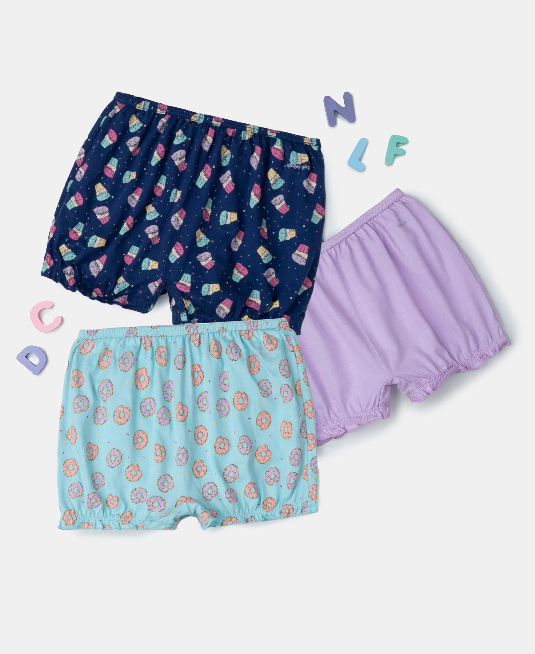 Super Combed Cotton Bloomers with Ultrasoft Waistband - Blue Depths, Lavendula & Angel Blue (Pack of 3) - Image 5