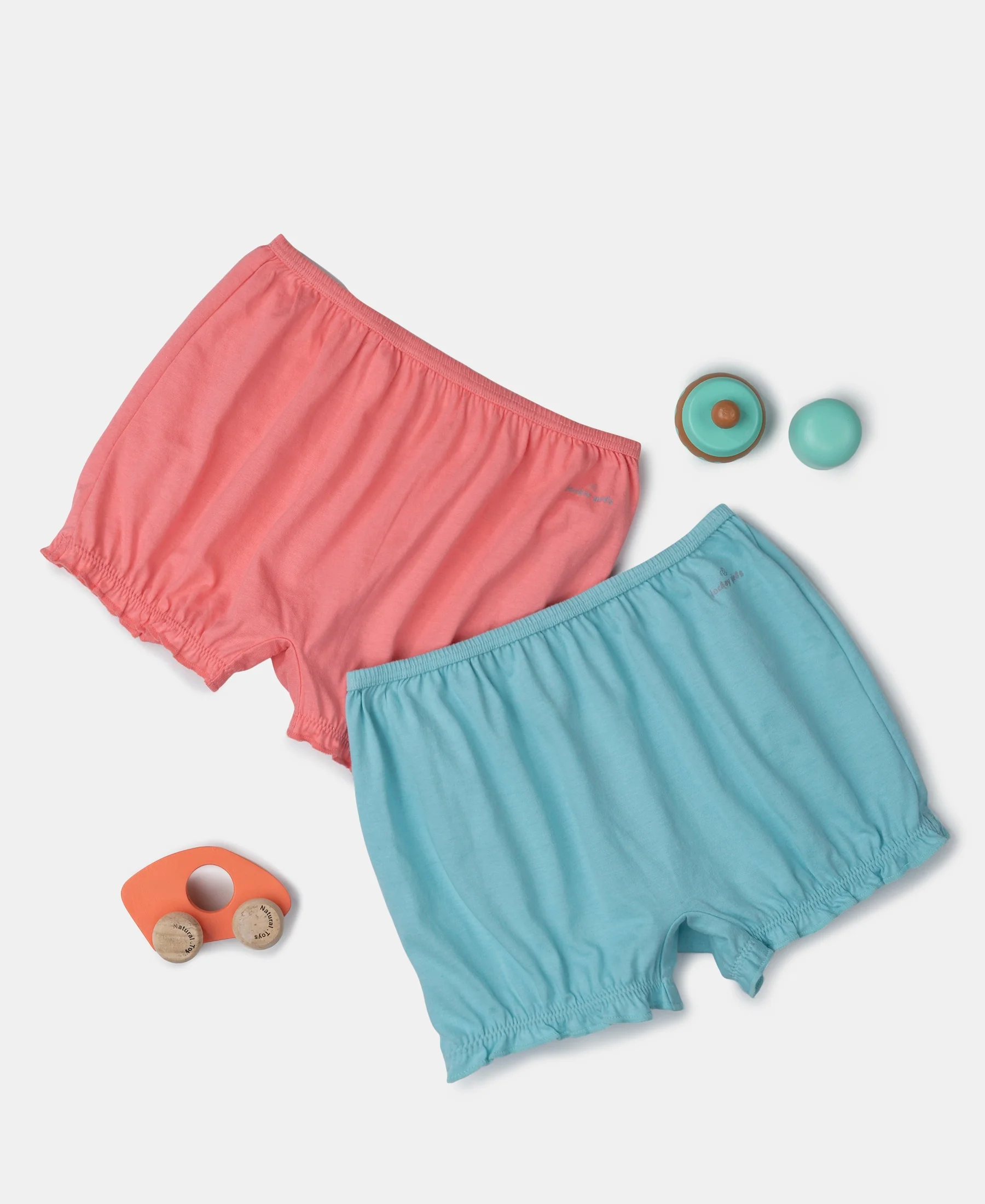 Super Combed Cotton Bloomers with Ultrasoft Waistband - Salmon Rose & Angel Blue (Pack of 2) - Image 5