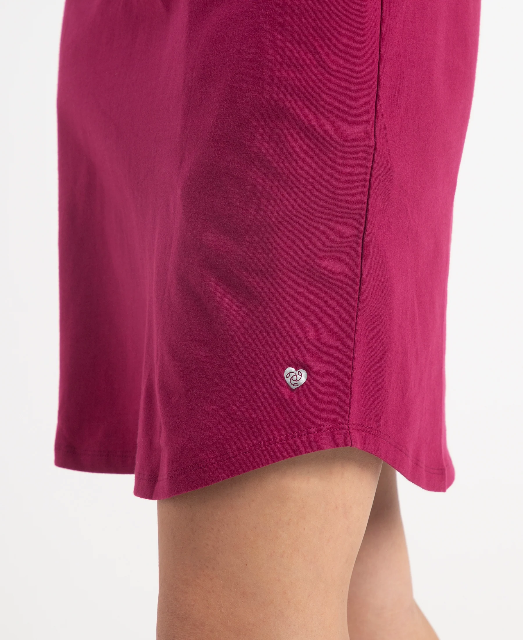 Super Combed Cotton Drop Shoulder Styled Curved Hem Printed Lounge Dress With Side Pockets - Raspberry Radiance - Image 9