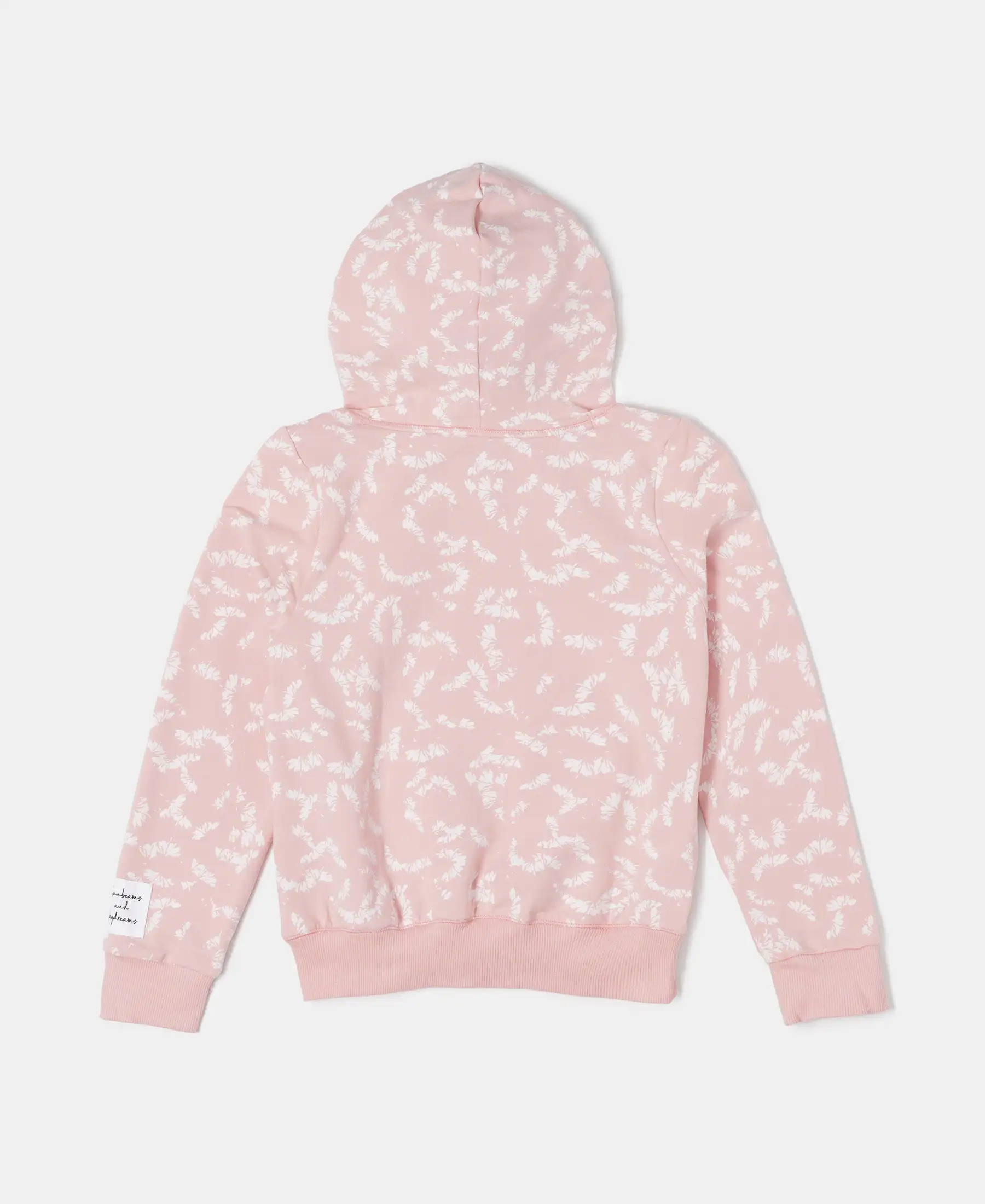 Girl's Super Combed Cotton Elastane Stretch French Terry Printed Hoodie Sweatshirt - Coral Cloud AOP - Image 2