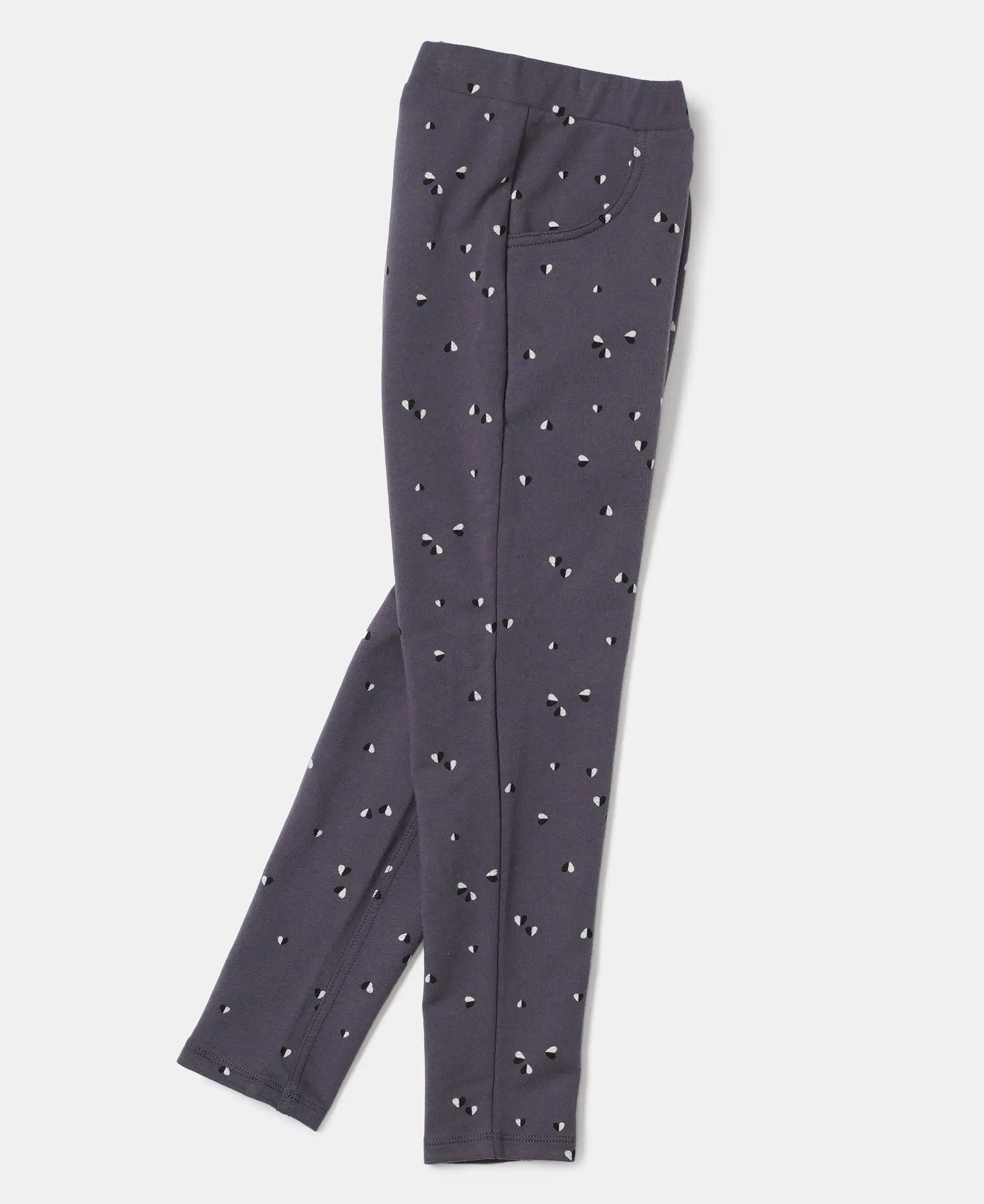 Girl's Super Combed Cotton Elastane Stretch French Terry Printed Jeggings - Periscope Print - Image 5