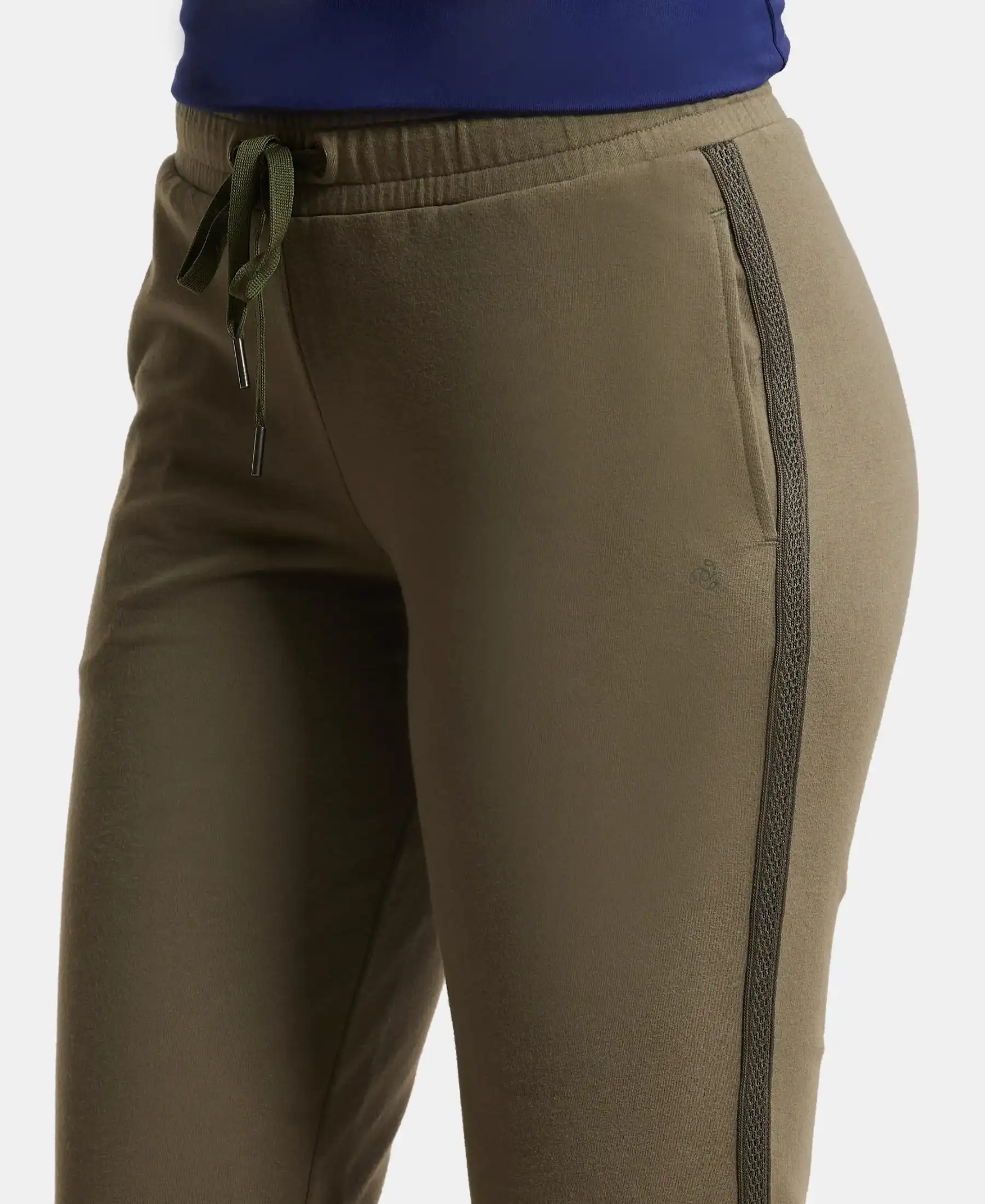 Super Combed Cotton Elastane Stretch French Terry Straight Fit Trackpants with Side Pockets - Beetle - Image 6