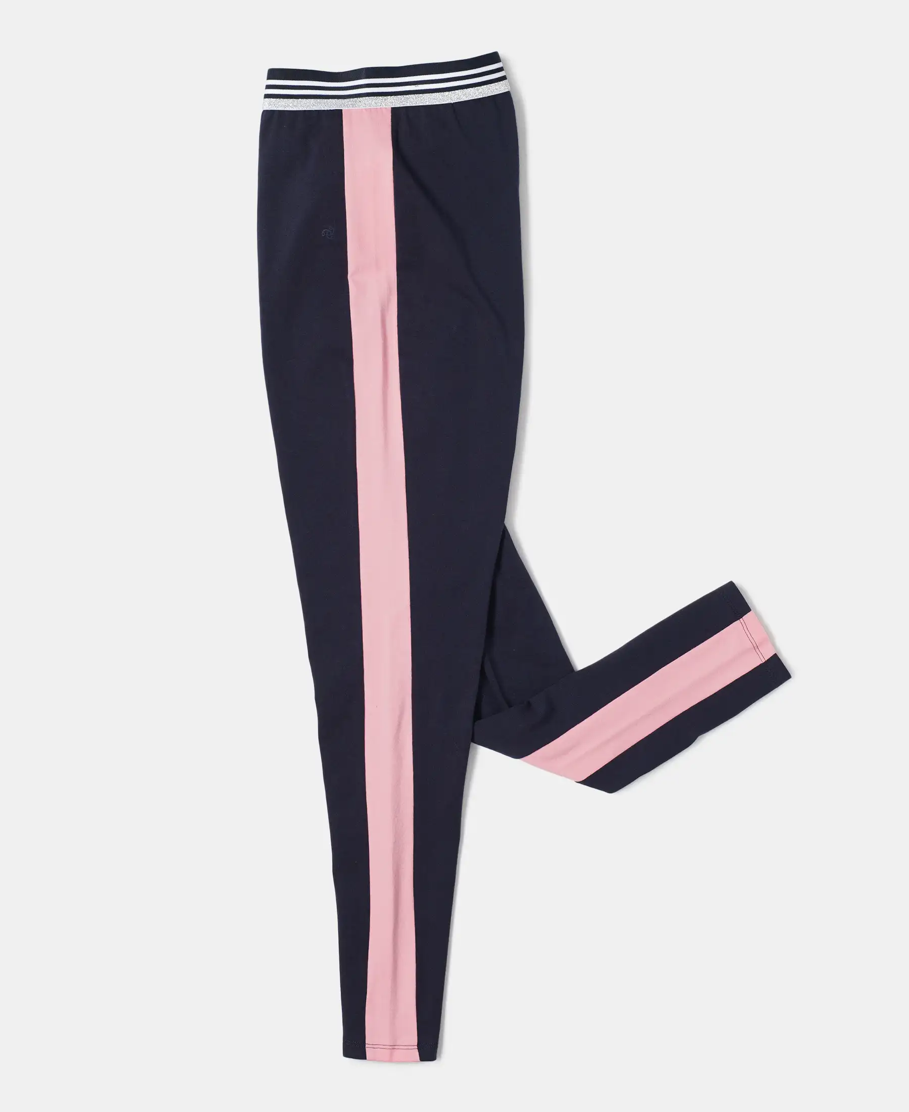 Girl's Super Combed Cotton Elastane Stretch Leggings with Contrast Side Panel - Cosmic Sapphire - Image 5