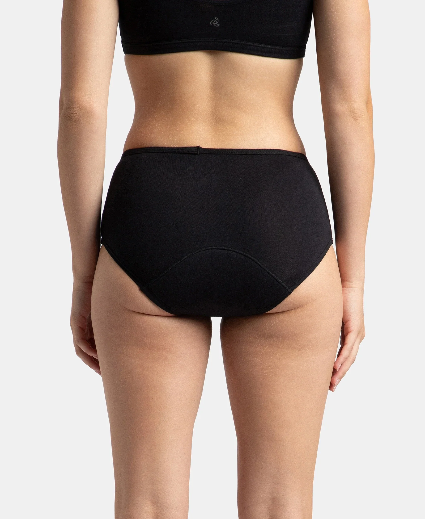 Super Combed Cotton Elastane Stretch Period Panty with Leak Proof Inner Absorbent Layer and StayFresh Treatment - Black - Image 4