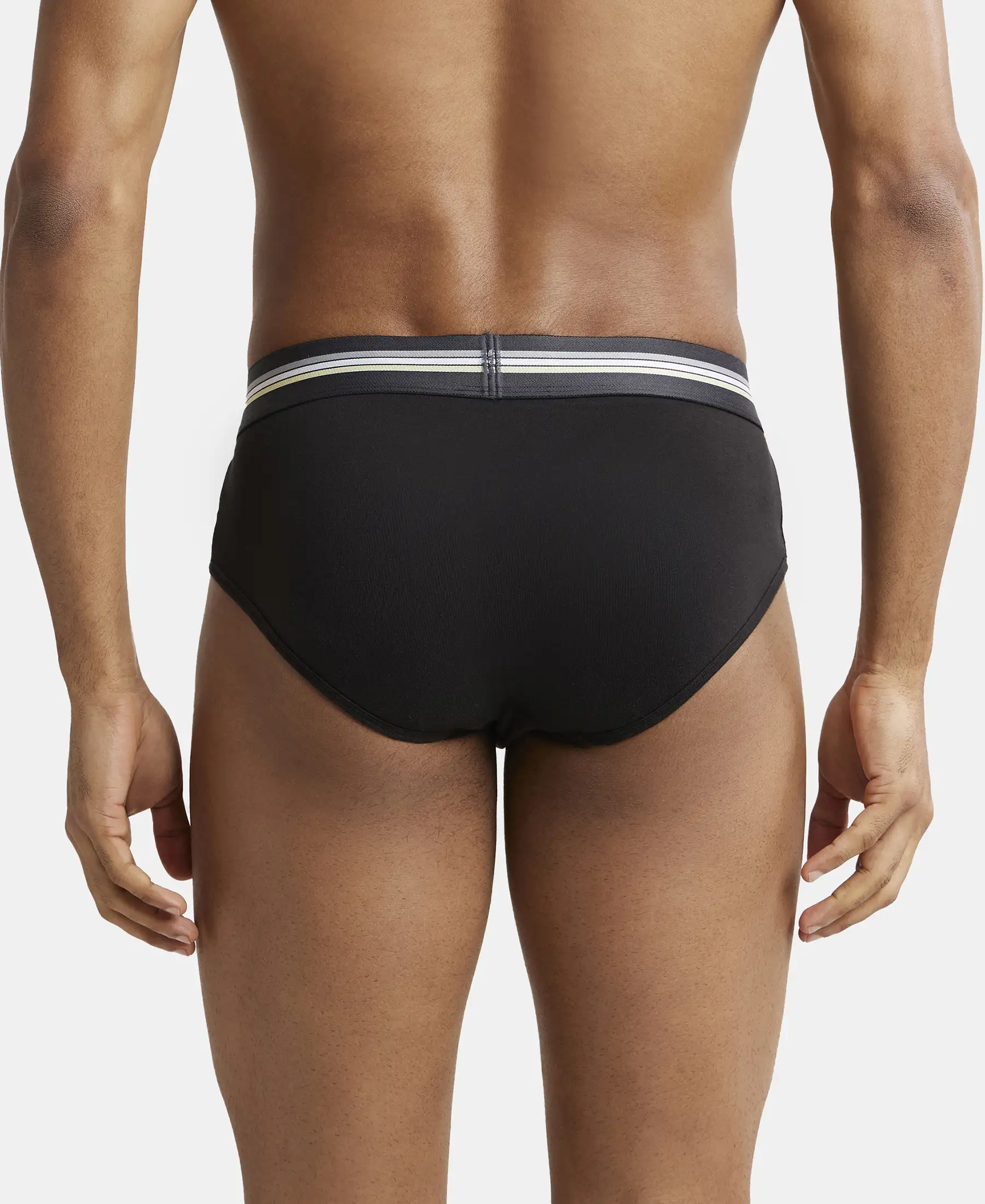Super Combed Cotton Elastane Stretch Printed Brief with Ultrasoft Waistband - Black print (Pack of 2) - Image 11