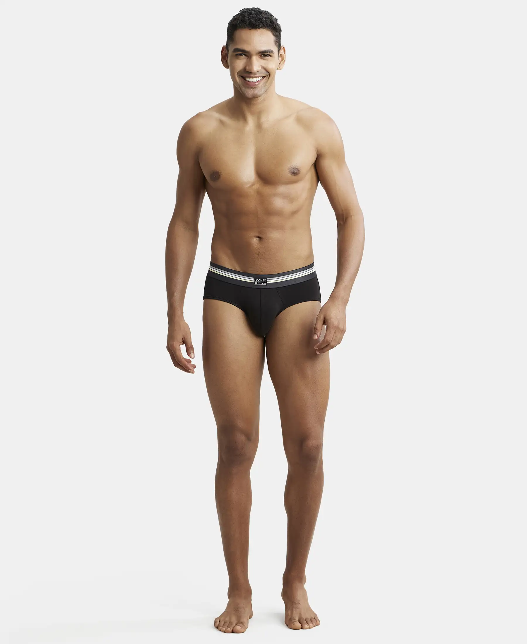 Super Combed Cotton Elastane Stretch Printed Brief with Ultrasoft Waistband - Black print (Pack of 2) - Image 12