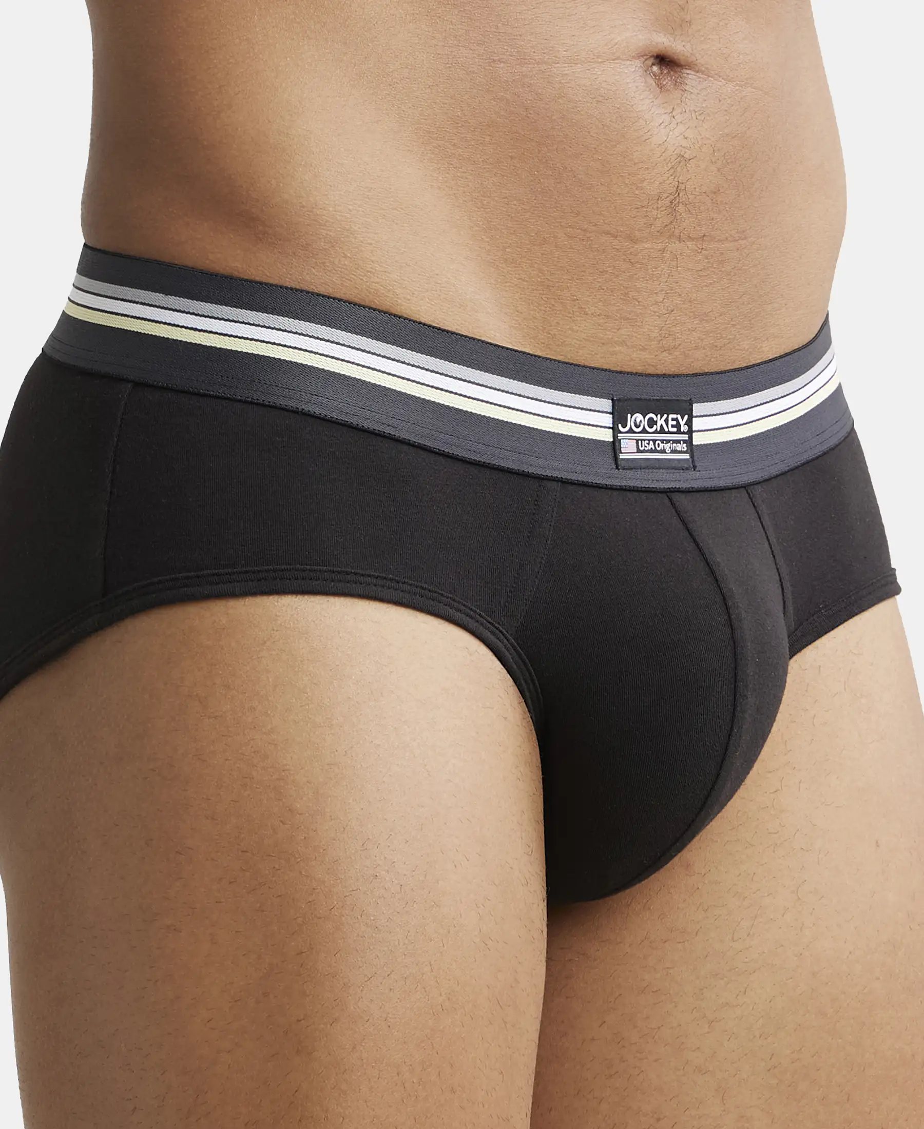 Super Combed Cotton Elastane Stretch Printed Brief with Ultrasoft Waistband - Black print (Pack of 2) - Image 13