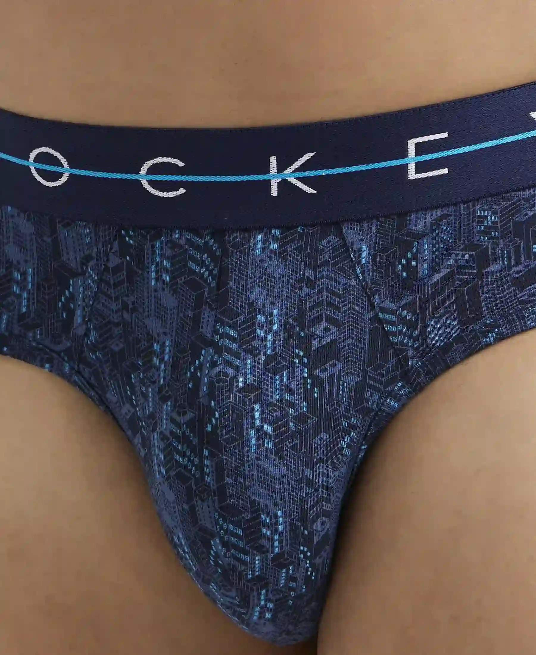 Super Combed Cotton Elastane Stretch Printed Brief with Ultrasoft Waistband - Navy - Image 6