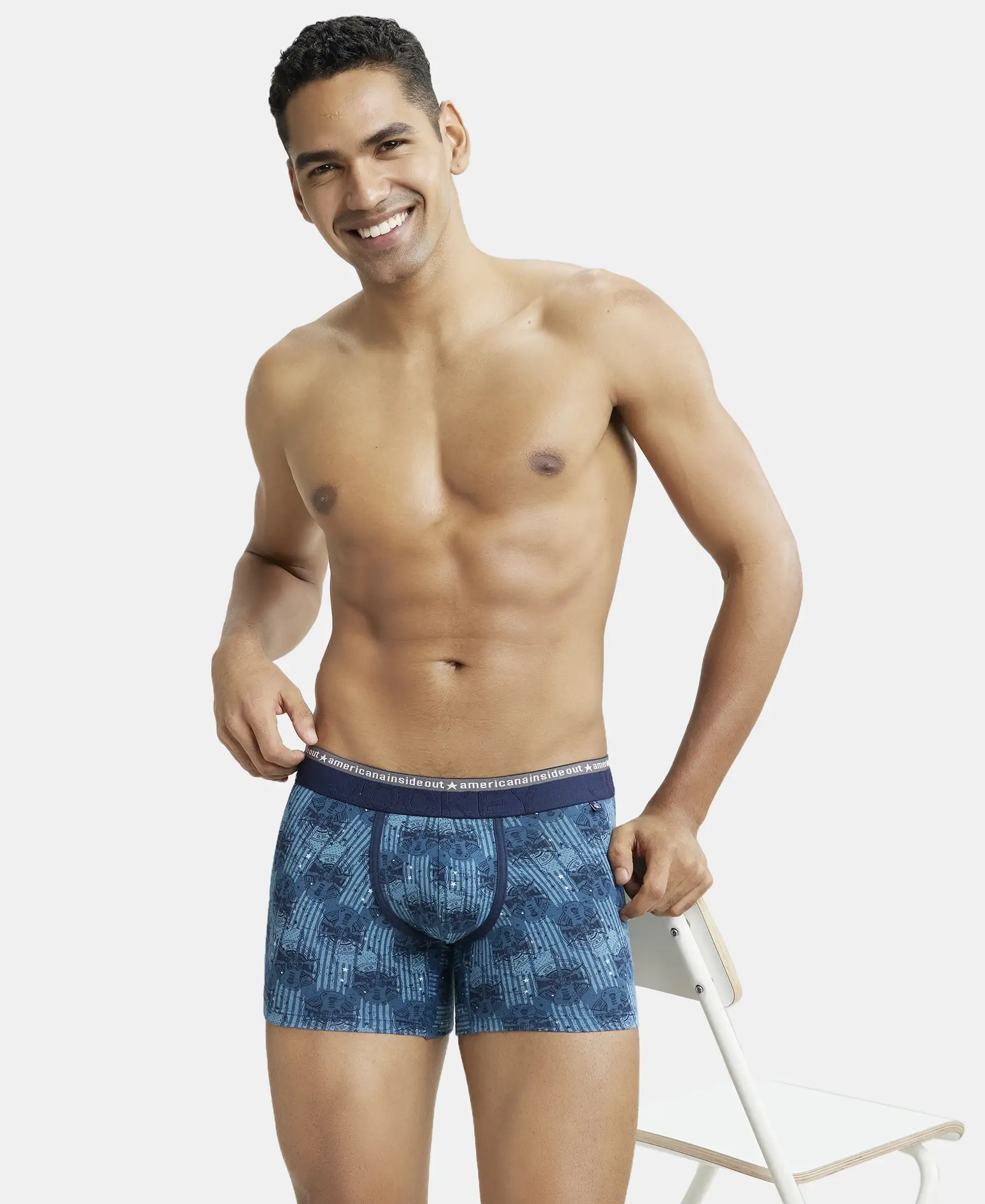 Super Combed Cotton Elastane Stretch Printed Trunk with Ultrasoft Waistband - Assorted (Pack of 2) - Image 22