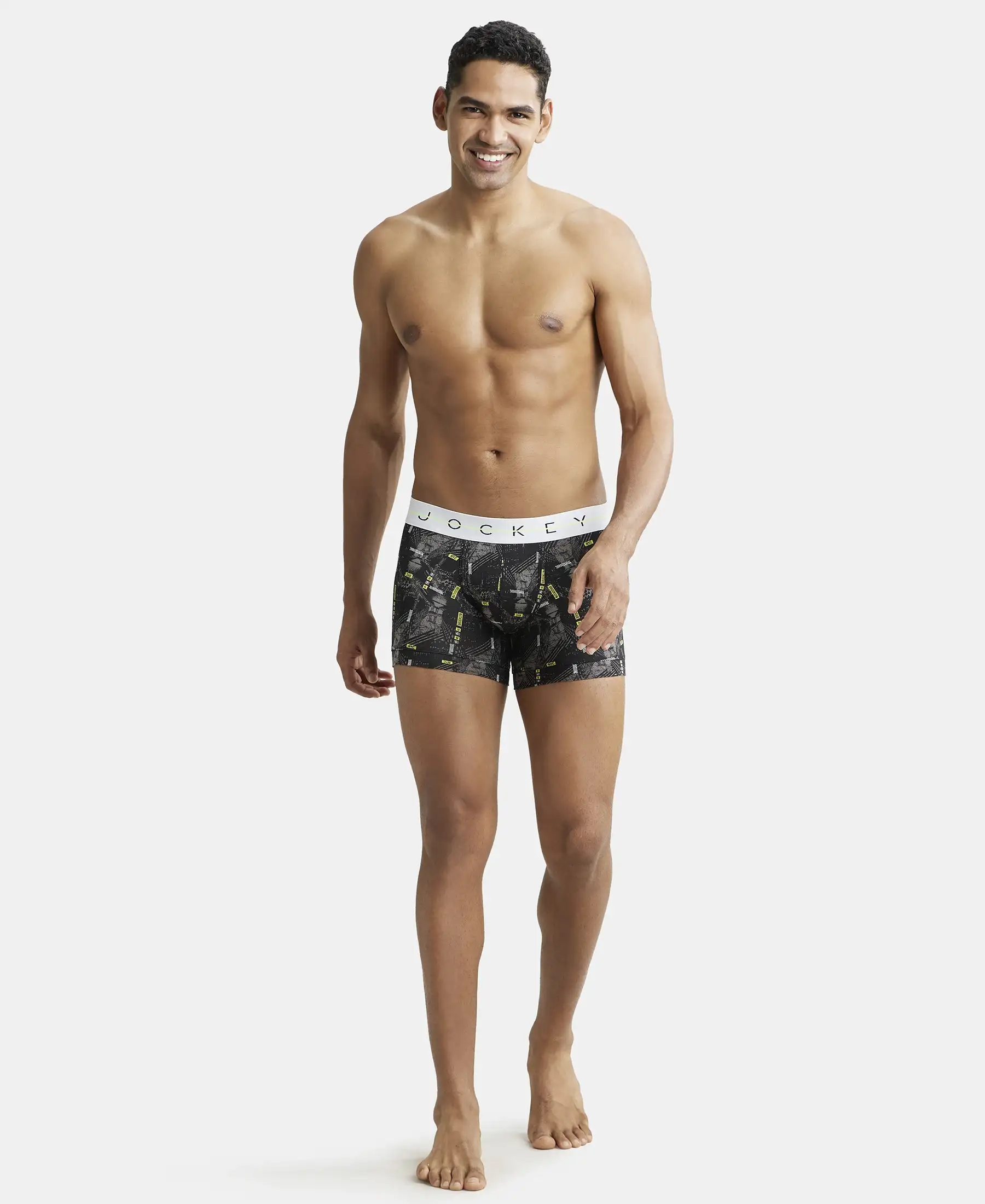 Super Combed Cotton Elastane Printed Trunk with Ultrasoft Waistband - Black - Image 4