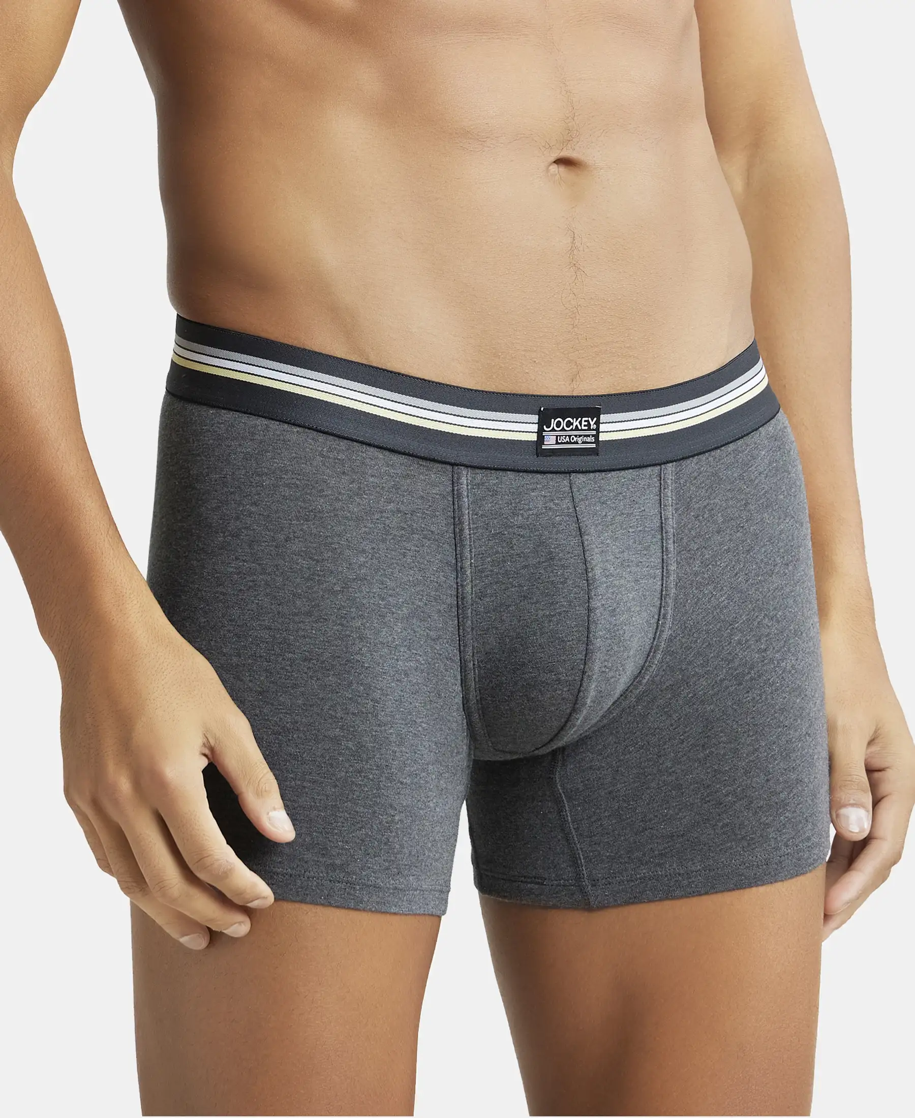 Super Combed Cotton Elastane Stretch Printed Trunk with Ultrasoft Waistband - Charcoal Melange Print (Pack of 2) - Image 11