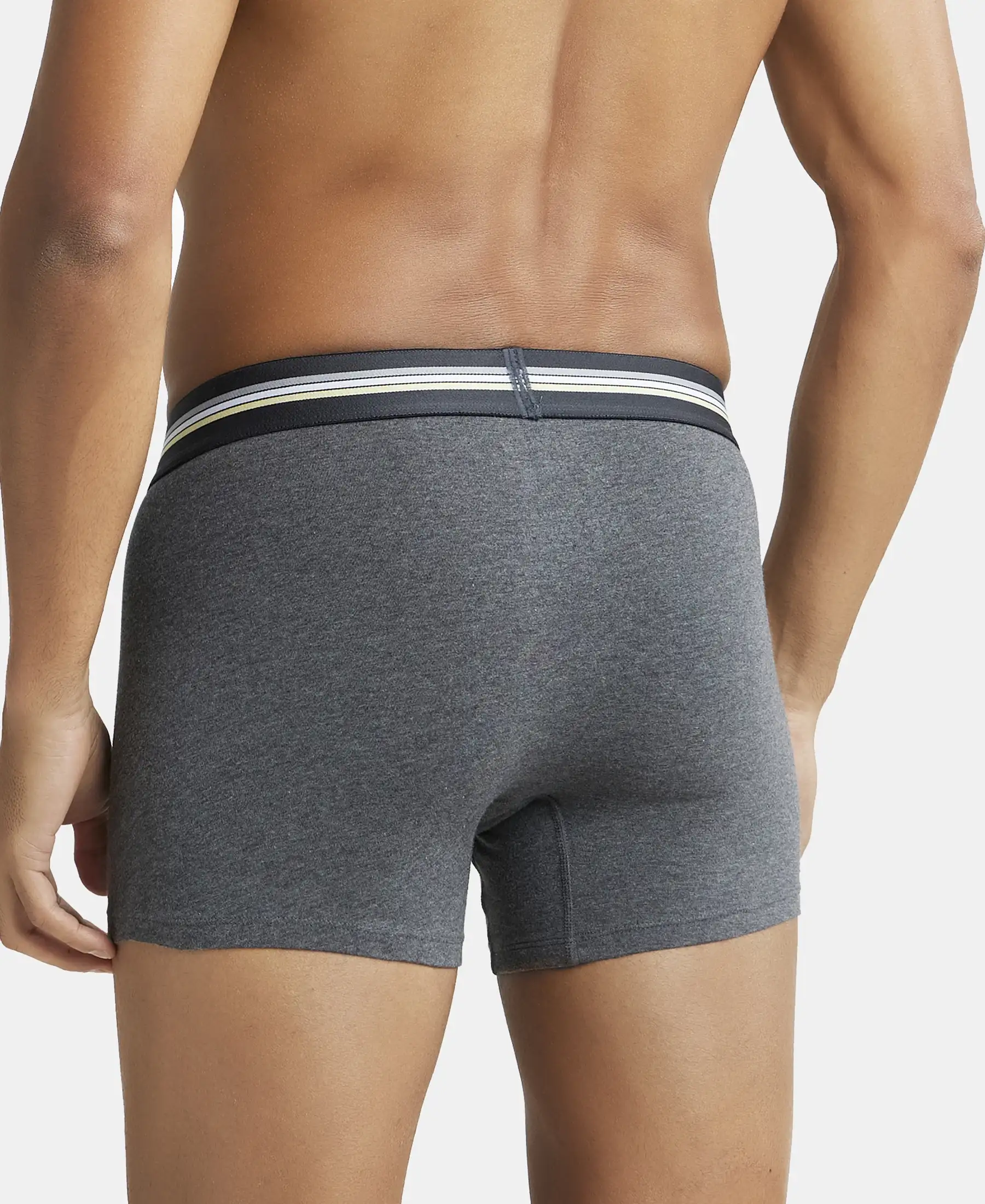 Super Combed Cotton Elastane Stretch Printed Trunk with Ultrasoft Waistband - Charcoal Melange Print (Pack of 2) - Image 12