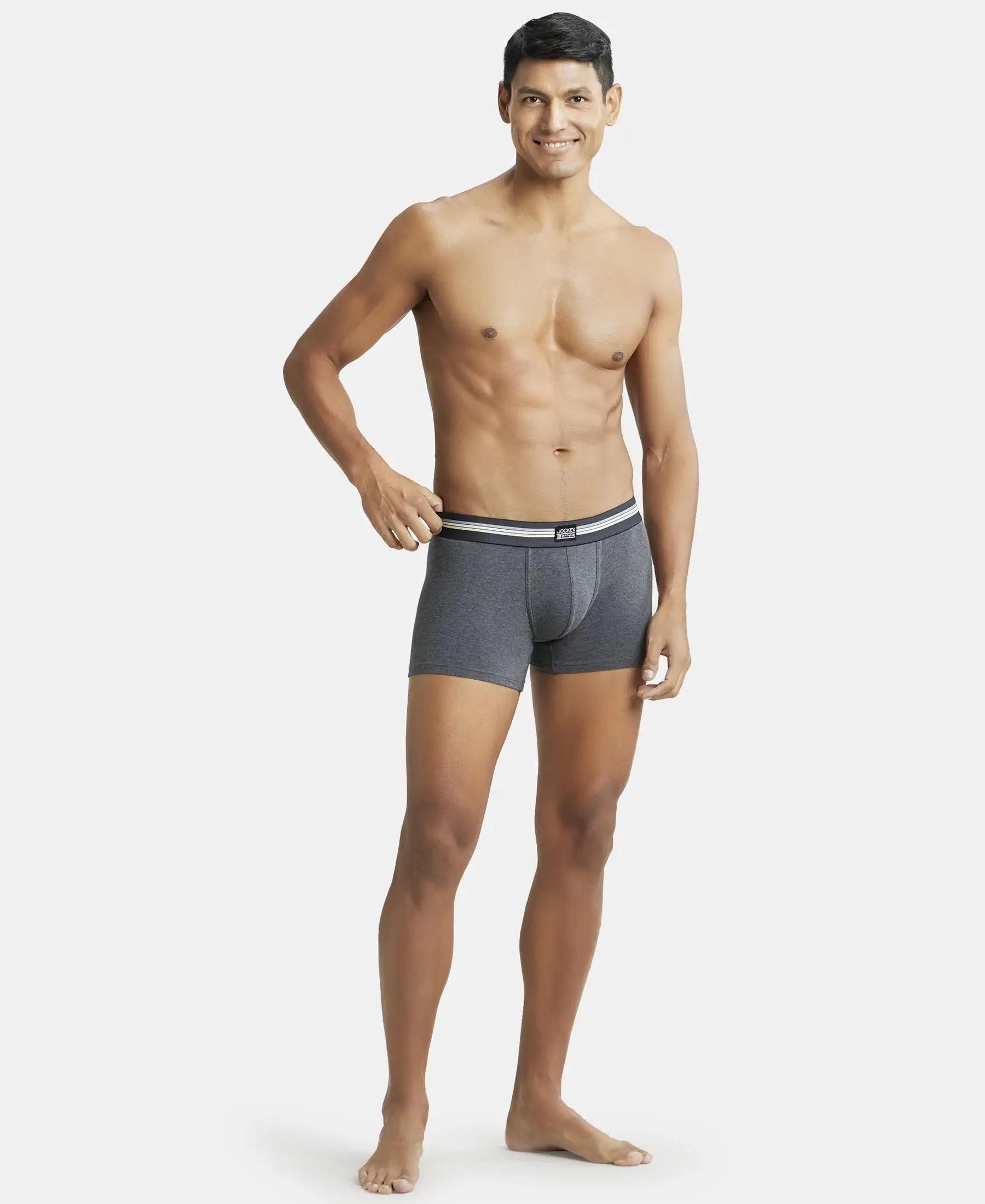 Super Combed Cotton Elastane Stretch Printed Trunk with Ultrasoft Waistband - Charcoal Melange Print (Pack of 2) - Image 13