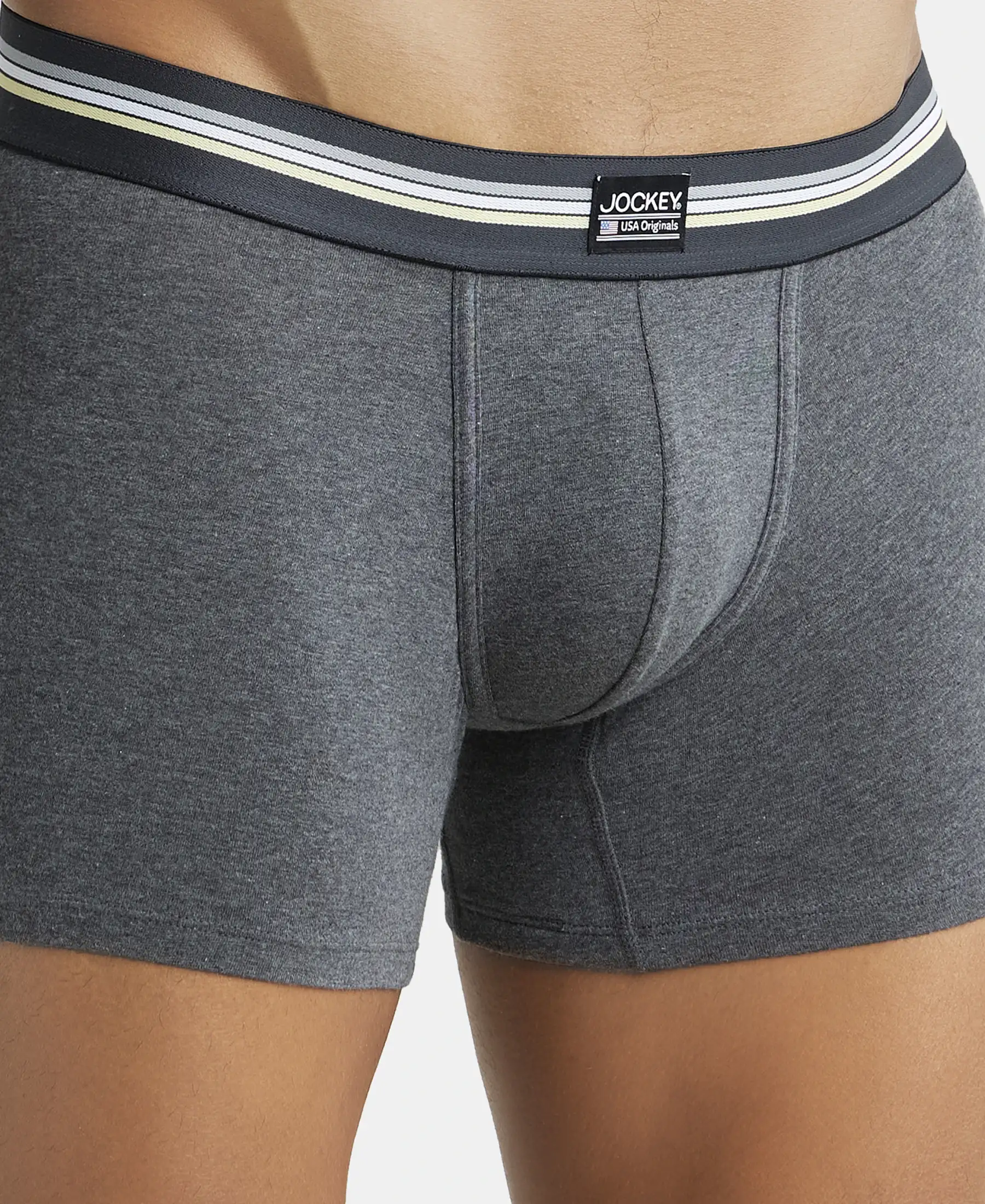 Super Combed Cotton Elastane Stretch Printed Trunk with Ultrasoft Waistband - Charcoal Melange Print (Pack of 2) - Image 14