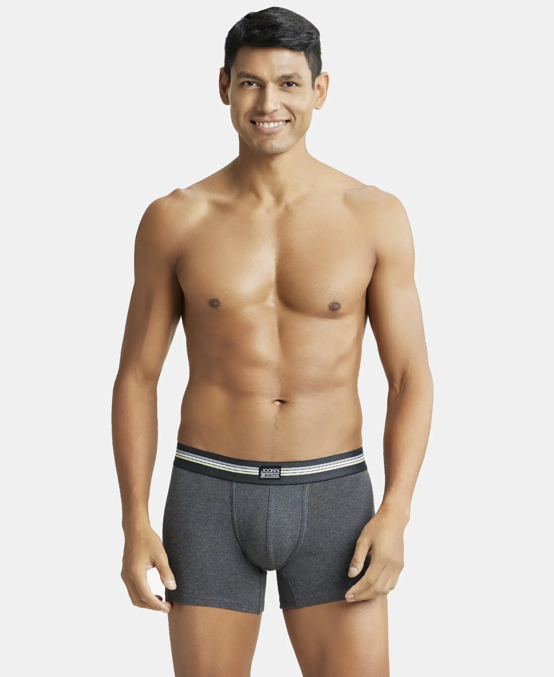 Super Combed Cotton Elastane Stretch Printed Trunk with Ultrasoft Waistband - Charcoal Melange Print (Pack of 2) - Image 16
