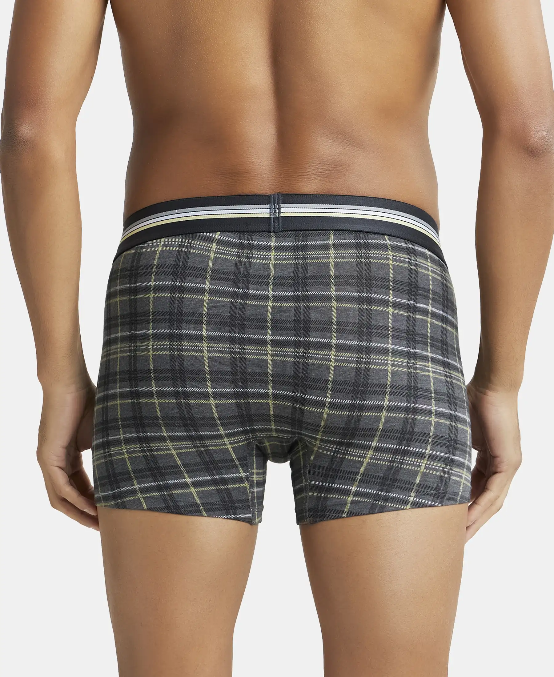 Super Combed Cotton Elastane Stretch Printed Trunk with Ultrasoft Waistband - Charcoal Melange Print (Pack of 2) - Image 3